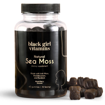 Black Girl Vitamins - Irish Sea Moss Gummies - SeaMoss + Bladderwrack & Burdock - 92 Minerals for Thyroid, Metabolism, and Immunity - Vegan, Gluten-Free, Halal (Mixed Berry, 30 Day Supply) Black Girl Vitamins Au supplements