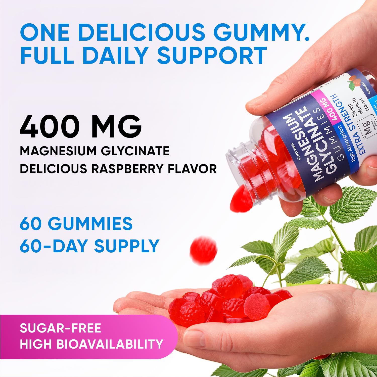 Magnesium Glycinate Gummies 400mg, High Absorption Magnesium Supplement for Women, Men and Kids, Muscle Support and Relaxation, Sugar Free, Vegan, 60 Days Supply PURA WEX NUTRITION Au supplements
