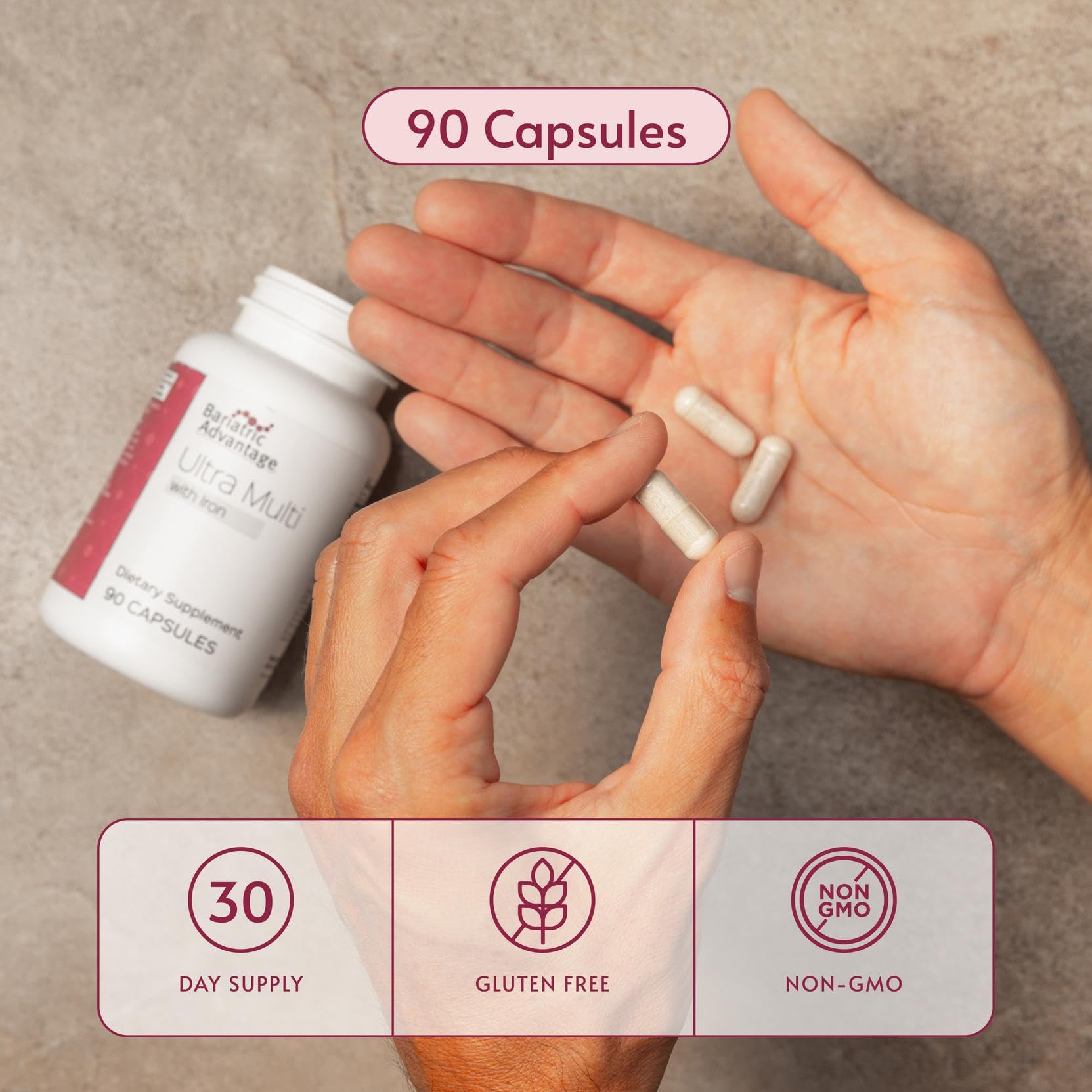 Bariatric Advantage Ultra Multivitamin with Iron - Ultra Multi with Iron - Capsule Format Multivitamin - Provides Full Complex of B Vitamins Bariatric Advantage Au supplements