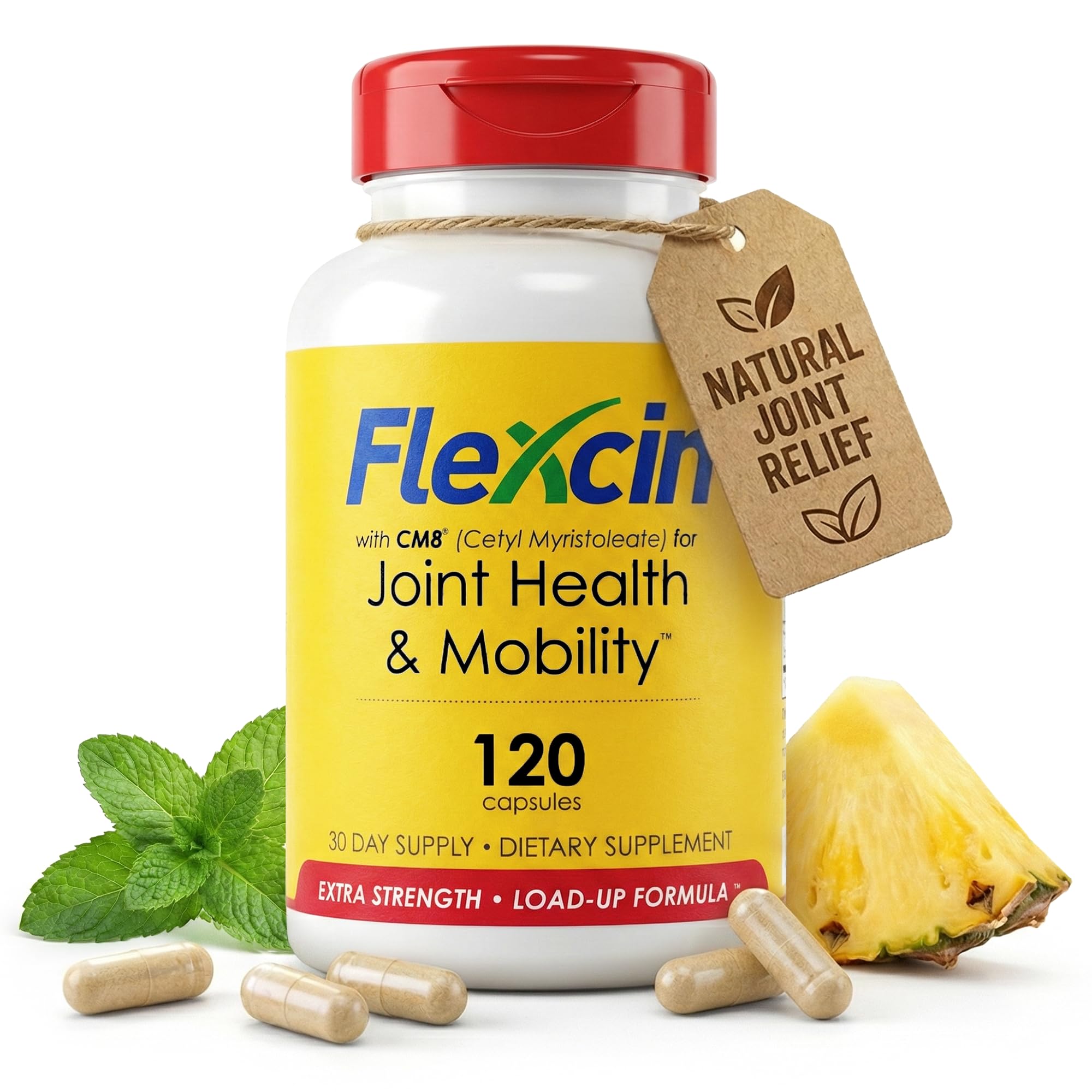 Flexcin Extra Strength Joint Formula with CM8 (Cetyl Myristoleate) - Joint Supplements for Men and Women with Glucosamine, MSM, Collagen Type II - 120 Capsules Flexcin Au supplements