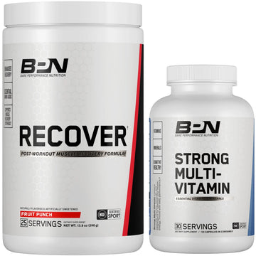 BARE PERFORMANCE NUTRITION BPN Strong Multi-Vitamin 30 Day Supply + Recover Post-Workout Muscle Recovery Drink Mix BARE PERFORMANCE NUTRITION Au supplements