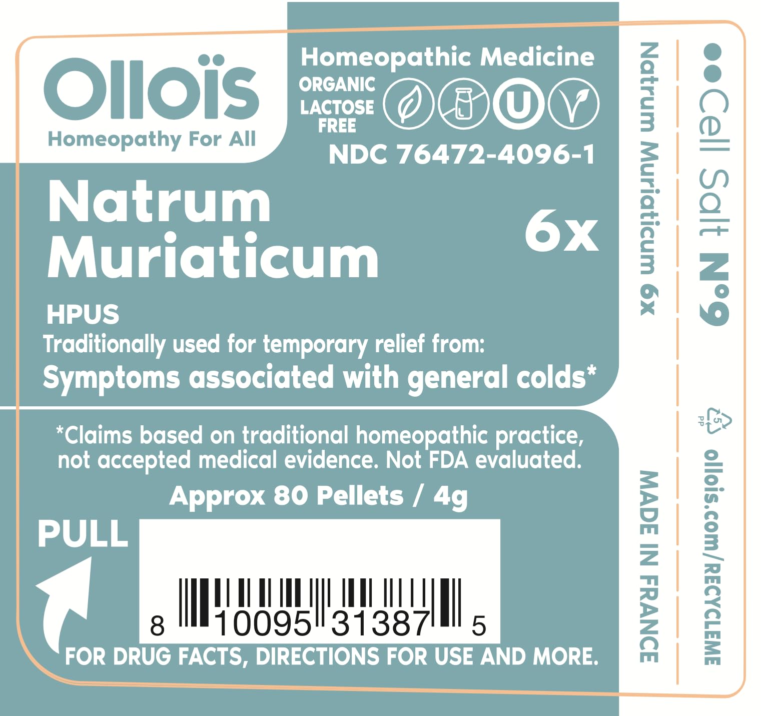 OLLOIS Natrum Muriaticum 6X, Cell Salt #9, Lactose-Free, Organic & Vegan, Kosher Certified OLLOÏS Au supplements