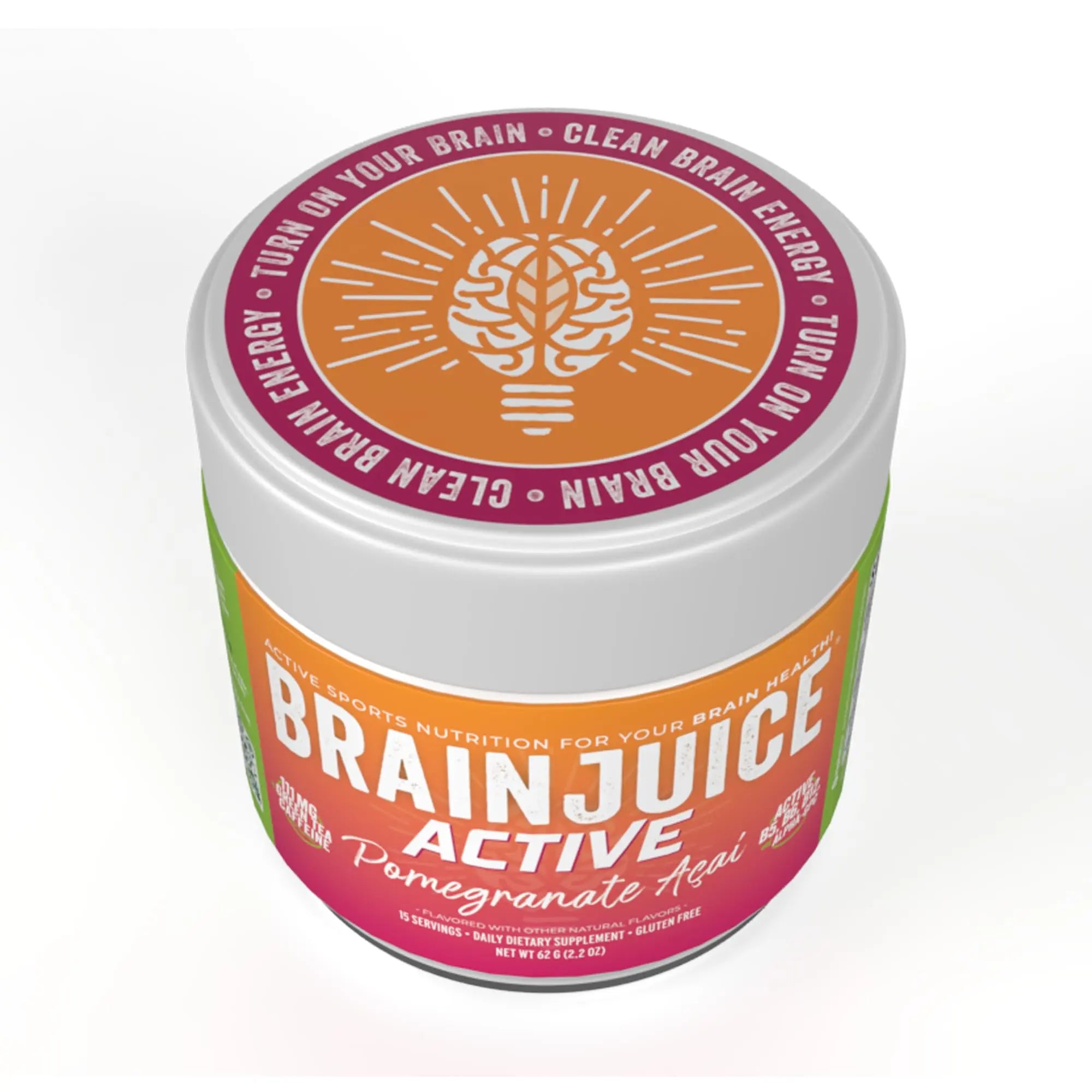 BrainJuice Nootropics Brain Support Supplement, Gluten Free Powder for Energy and Focus, Pre Workout w/Alpha GPC, Vitamin B & Organic Green Tea Extract Caffeine, Active Pomegranate Acai, 15 Servings BrainJuice Au supplements