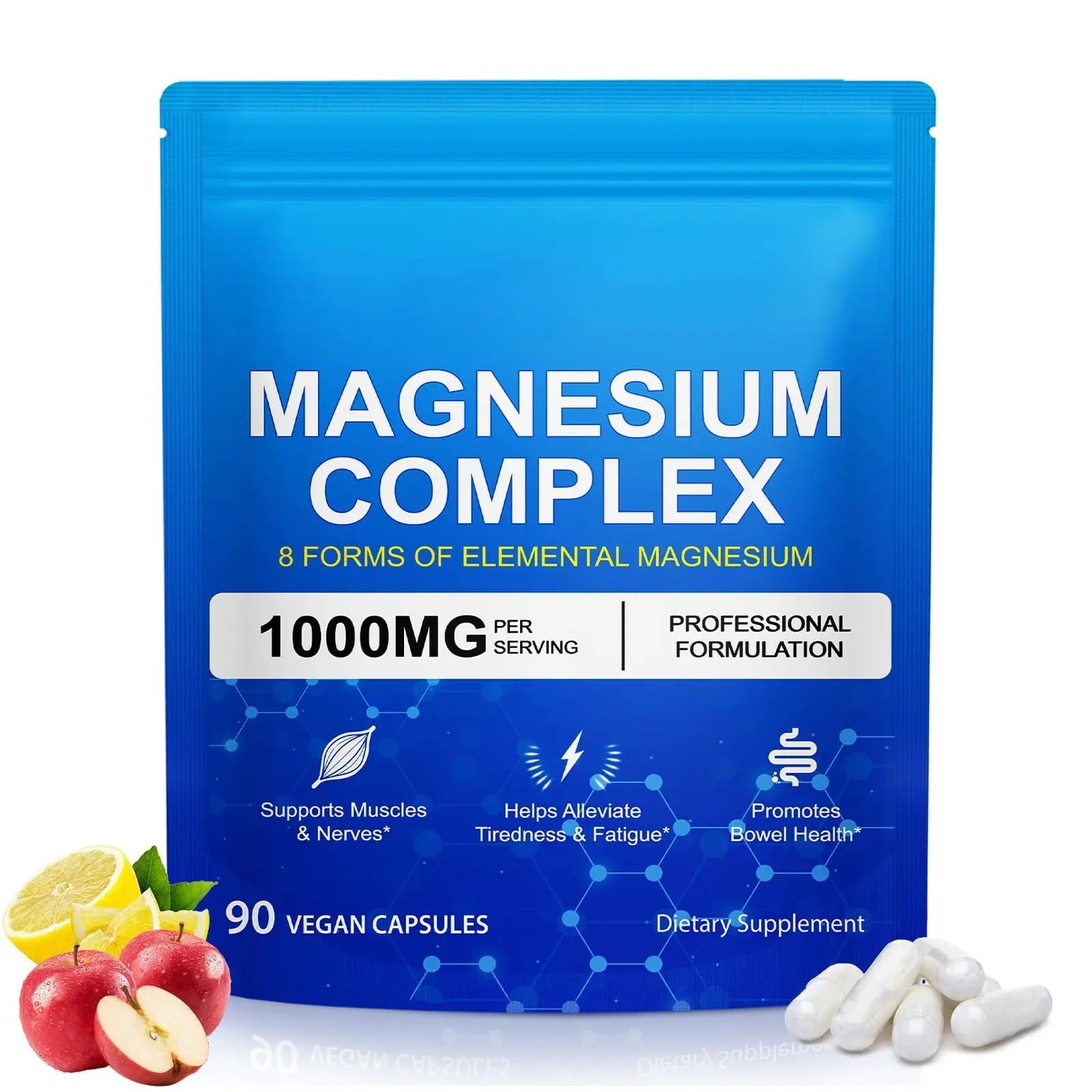 8-in-1 Magnesium Complex 90 Capsules, 1000mg with Magnesium Glycinate, Citrate, Malate, Taurate, Easy Absorption for Health, Energy, Non-GMO, Vegan ITSDAWN Au supplements
