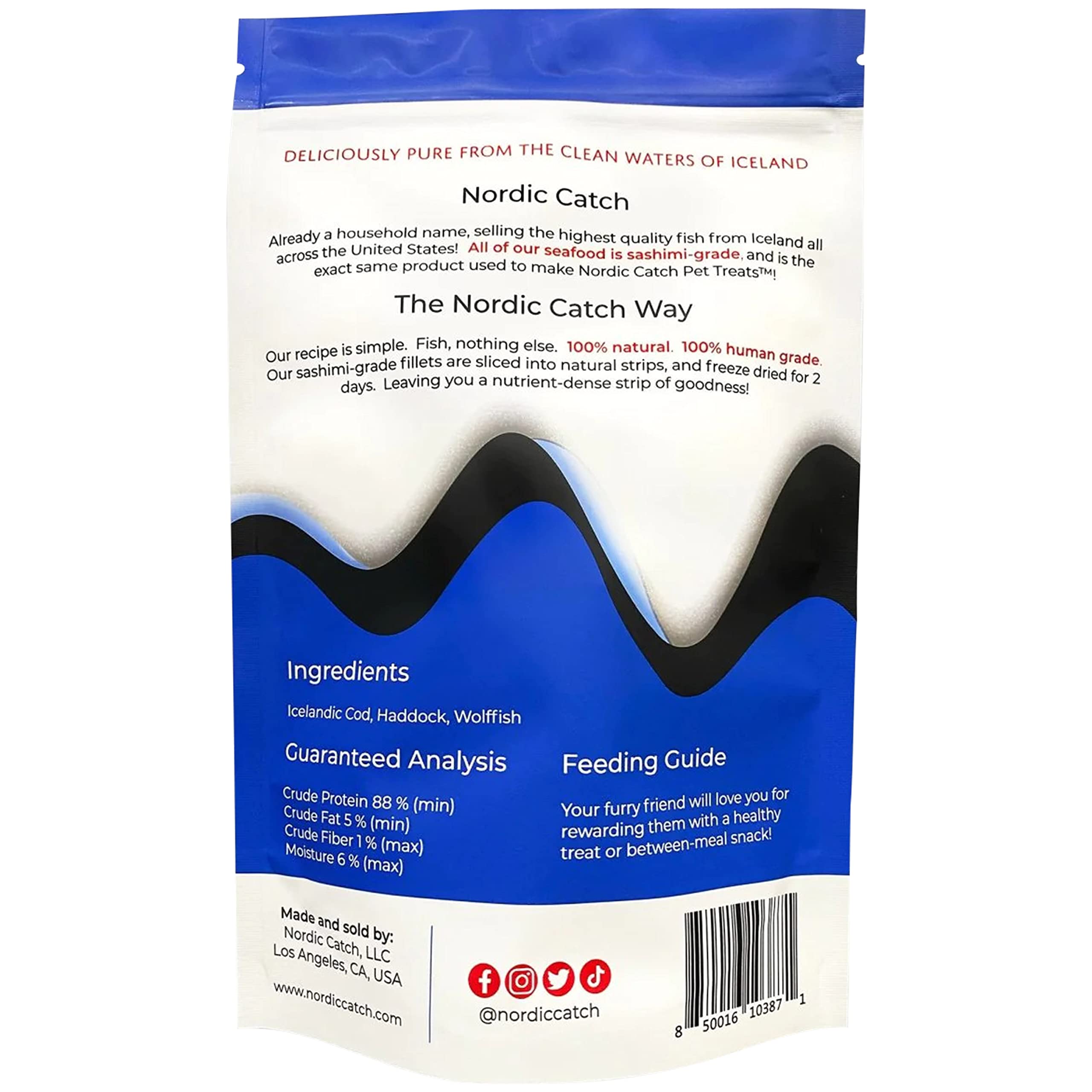 Nordic Catch Freeze Dried Fish Pet Treats from Iceland - Pure, All Natural Seafood Snacks for Dogs, Cats and Other Pets - Human Safe Ingredients, Made from Sashimi Grade Seafood - White Fish Nordic Catch Au supplements
