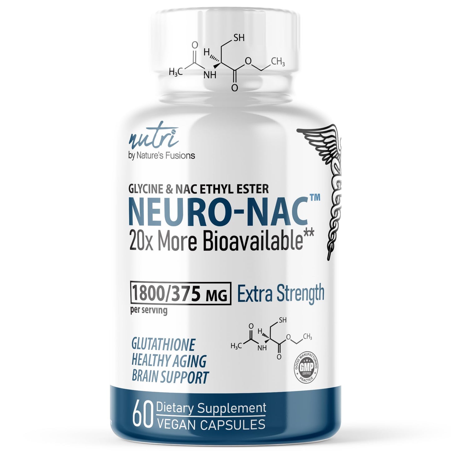Neuro NAC Supplement 375mg Extra Strength with 1800mg Glycine - N-Acetyl Cysteine Nature's FusionsUS supplements