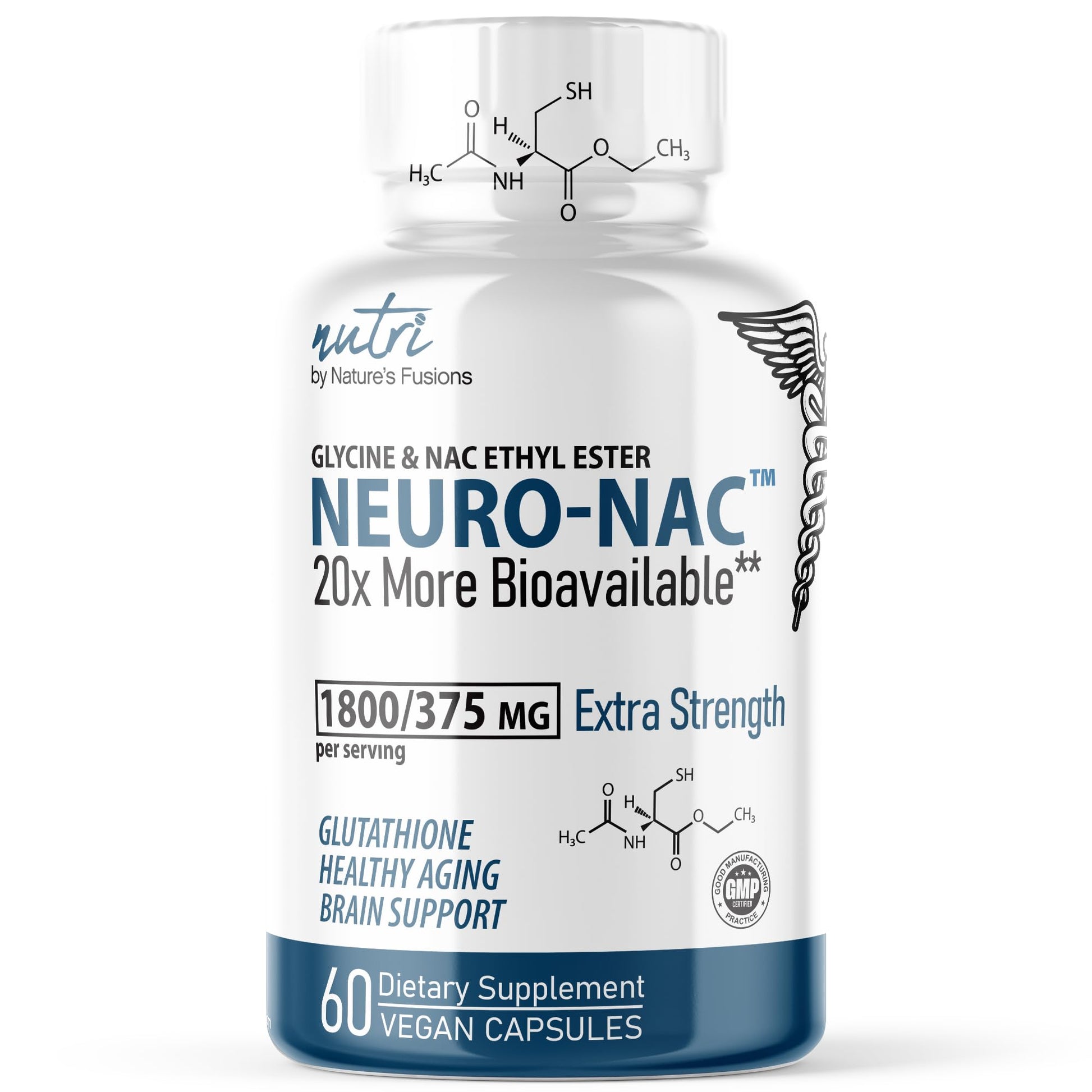 Neuro NAC Supplement 375mg Extra Strength with 1800mg Glycine - N-Acetyl Cysteine Nature's FusionsUS supplements