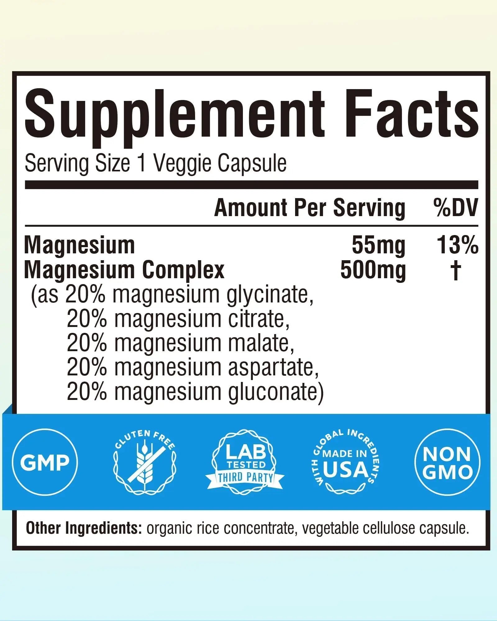 Terranics 5-in-1 Magnesium Complex Supplement 500mg - 5 Forms High Absorption Magnesium Glycinate Citrate Malate Aspartate Gluconate for Sleep Heart Health - Non-GMO 120 Vegan Capsules Terranics Au supplements