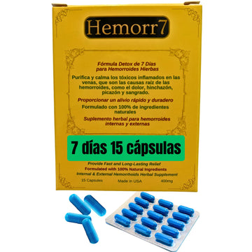 Hemorr7: 7Days 15 Capsules Herbal Hemorrhoid Detox Formula,Fórmula Herbal para desintoxicar las hemorroides Durante 7 días Generic Au supplements