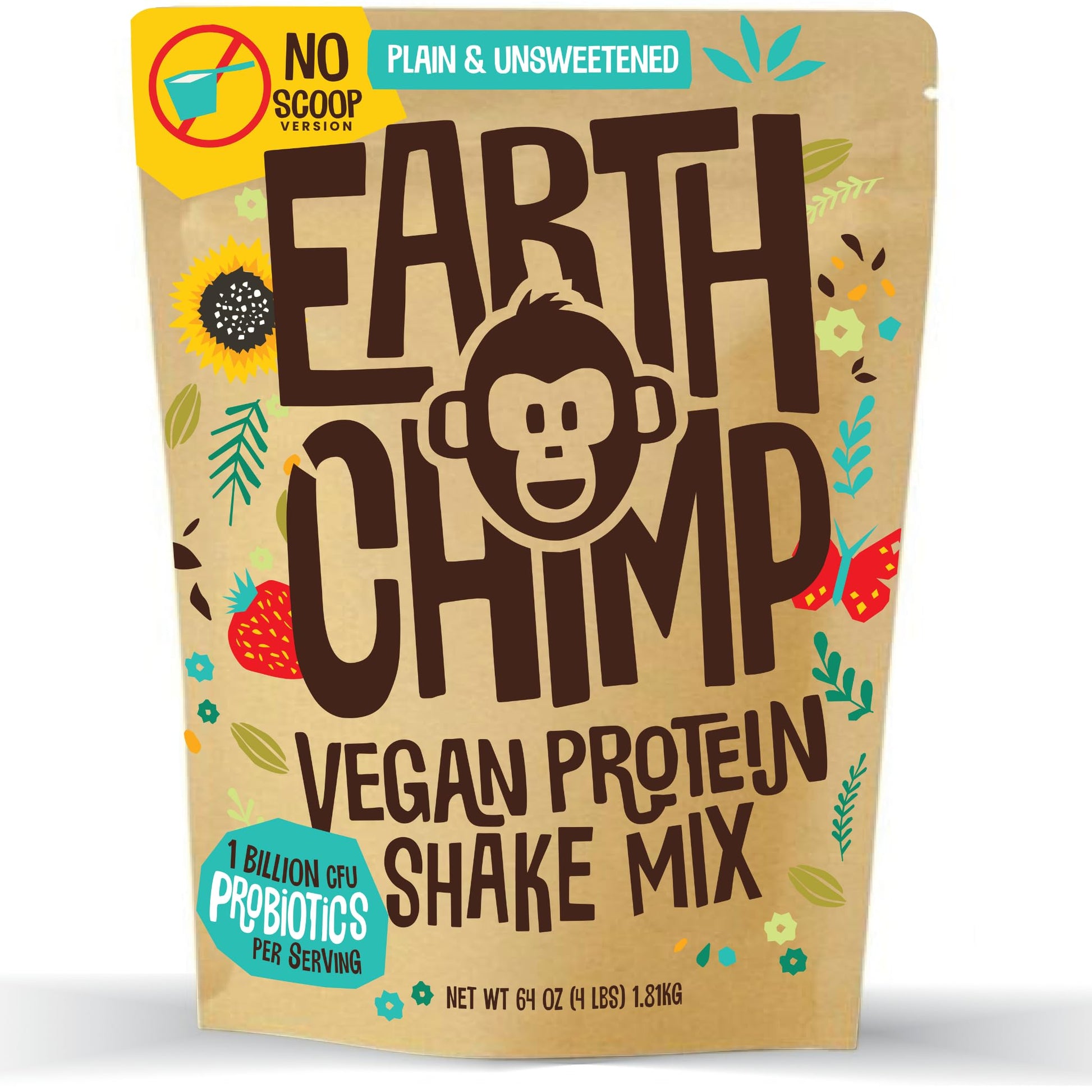 EarthChimp Organic Vegan Protein Powder - with Probiotics - Non GMO, Dairy Free EarthChimp Au supplements