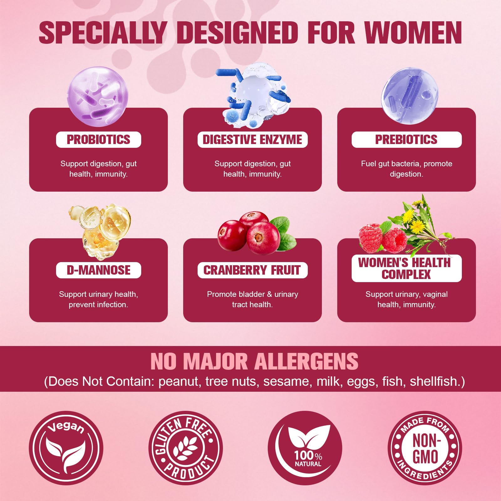 Totaria Probiotics for Women, 120 Billion Women Probiotic, with Akkermansia, Digestive Enzymes & Prebiotics, Cranberry, D-Mannose, for Gut, Vaginal, Urinary, Immune, PH Balance, 120 Vegan Capules Totaria Au supplements