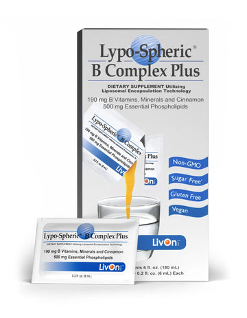 LivOn Laboratories Lypo–Spheric B Complex Plus – 30 Packets – 195 mg B Vitamins, Minerals & Cinnamon Per Packet – Liposome Encapsulated for Improved Absorption – 100% Non–GMO LivOn Laboratories Au supplements