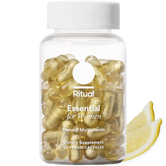 Ritual Essential for Women Prenatal Multivitamin: Folate & Choline for Neural Tube Support, Omega-3 DHA for Fetal Brain Development, Iron, Calcium-Helper D3 & K2, Non-GMO, Vegan, Citrus, 30 Days RitualAU supplements