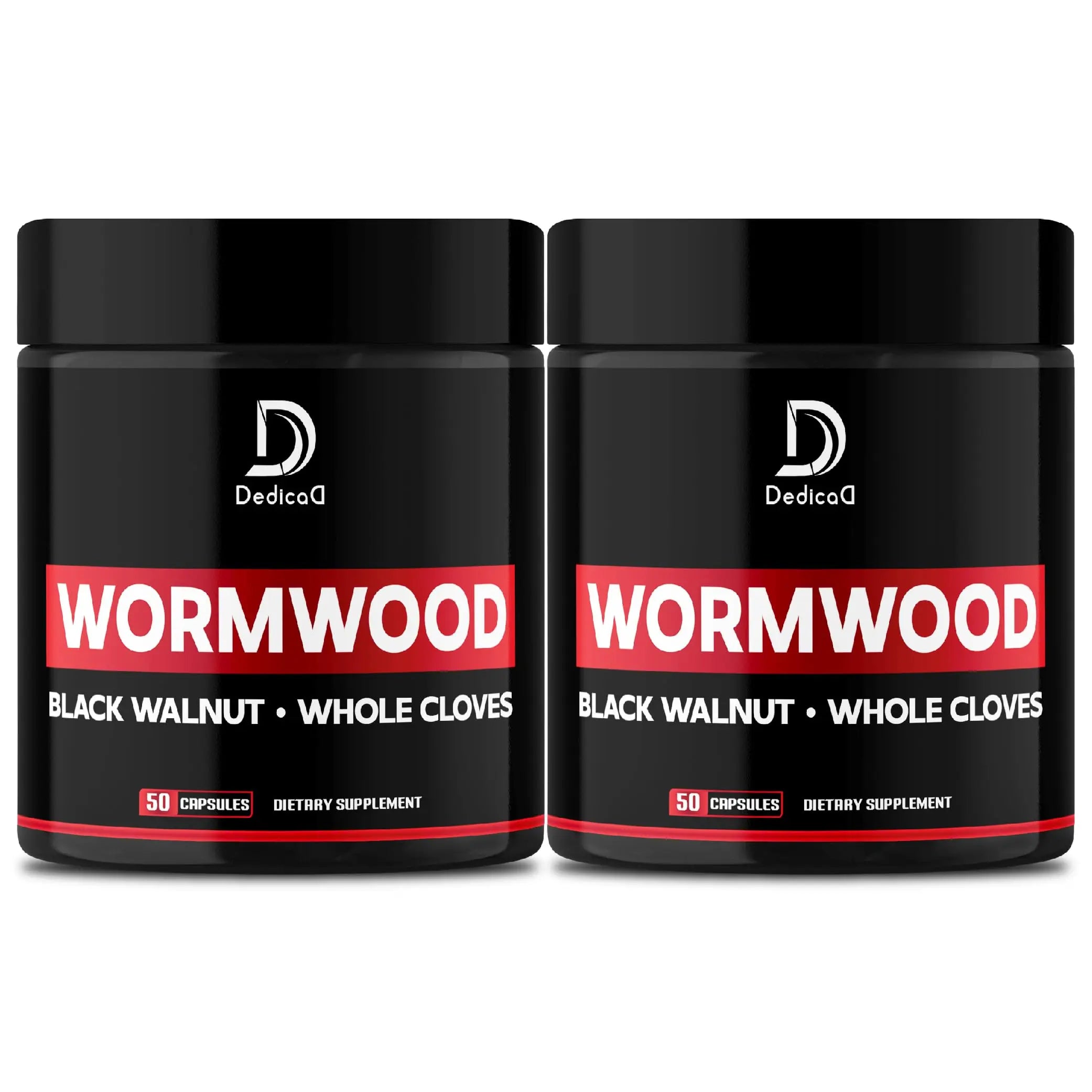 DEDICAD Wormwood Capsules - 12 Herbs Blended Black Walnut, Cloves, Ginger, Turmeric, Cinnamon, Apple, Quassia - 2 Packs 50 Capsules DEDICAD Au supplements