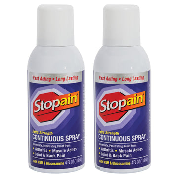 Stopain Pain Relief Spray 4oz (2 Pack) USA Made, Max Strength Fast Acting with MSM, Glucosamine, Menthol for Arthritis, Lower Back, Neck, HSA FSA Approved Topical Analgesic Products Stopain Au supplements