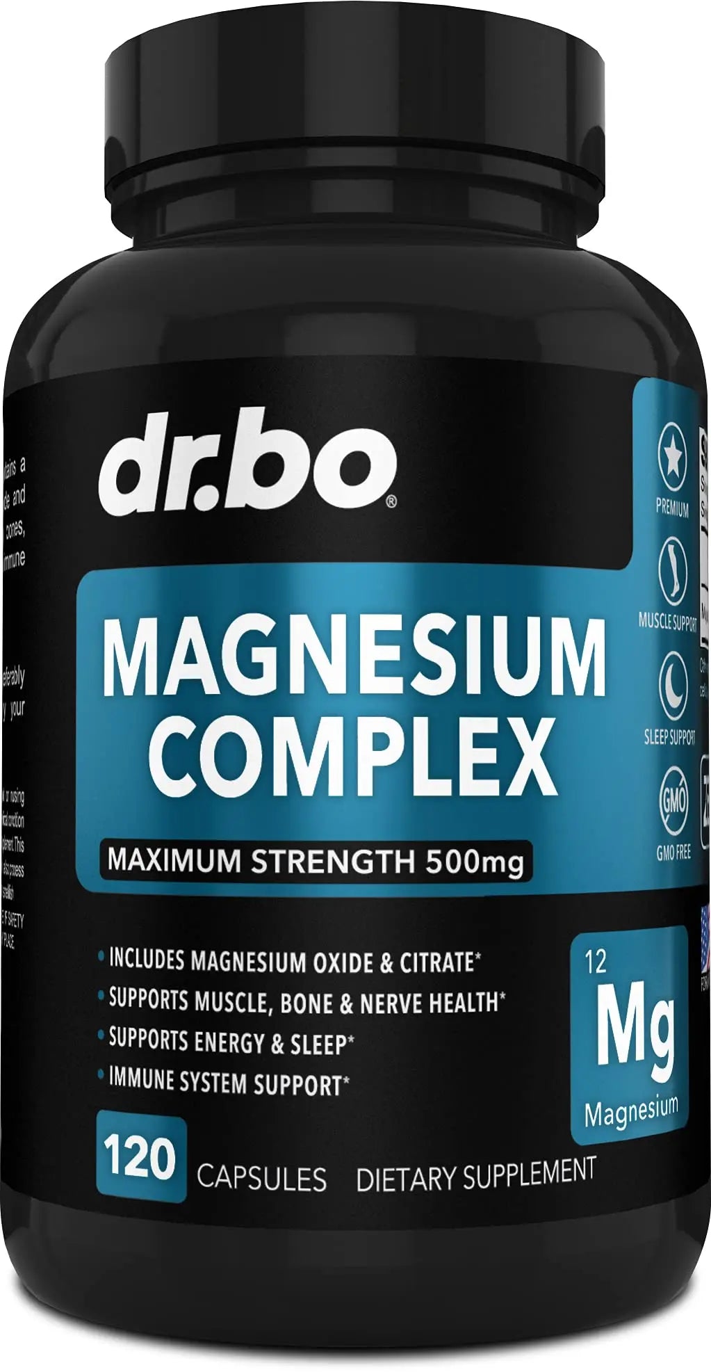 Magnesium Complex Supplement Capsules 500mg - Support Energy, Relaxation, Leg Cramps & Legs - Help Aid Muscle Support Supplements - High Absorption Premium Mag Citrate Oxide - 120 Capsules DR. BO Au supplements