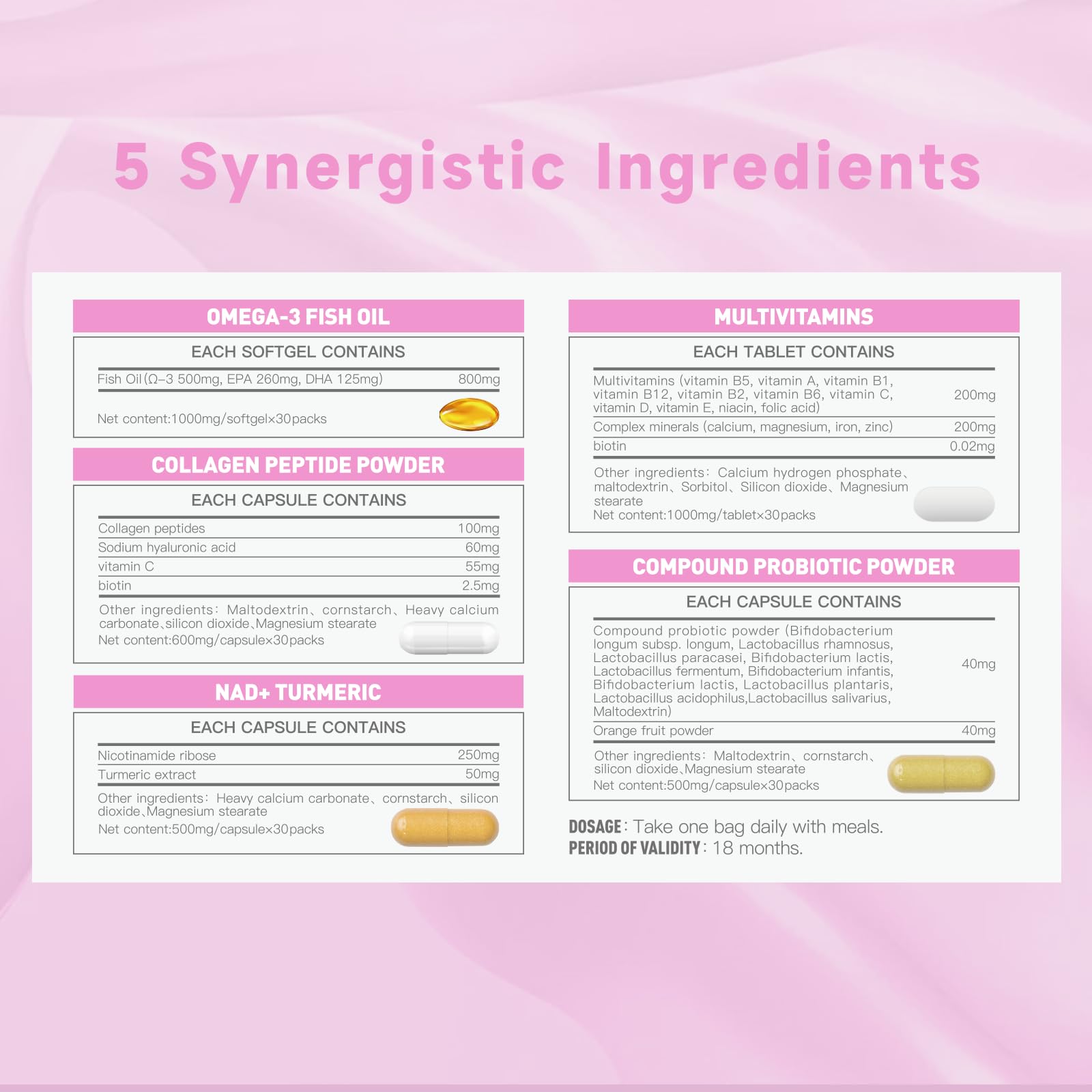 Natener 6 in 1 Women Vaginal Probiotics, 80B CFU Lactobacillus + 800mg Omega-3 + 250mg NAD+ + 179.5mg Vitamin C Promote Healthy Vaginal Odor & Vaginal Flora LLVYUO Au supplements