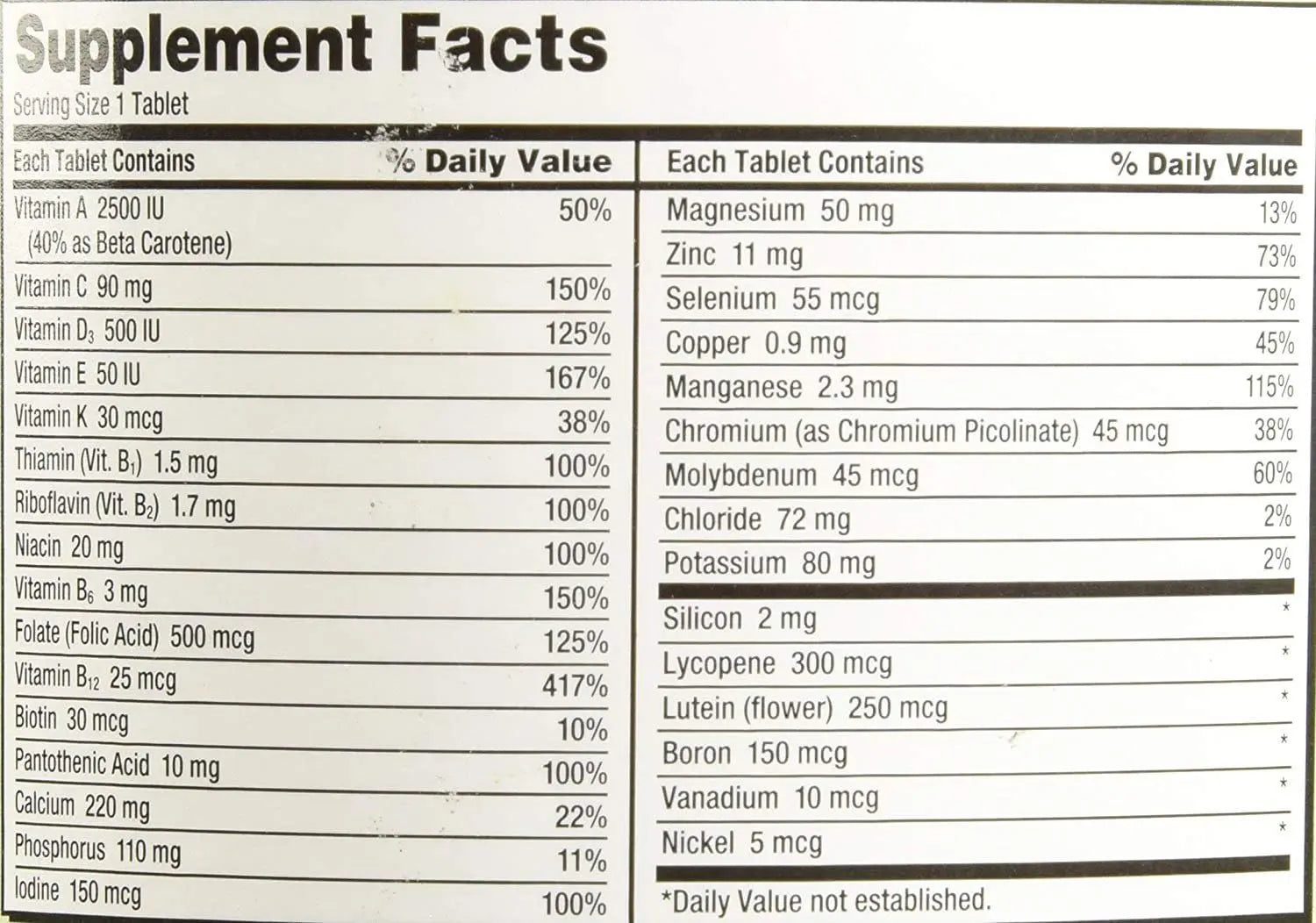 Kirkland Signature Adult 50+ Multi Vitamins & Minerals, 400 Tablets (2 Pack) KIRKLAND Au supplements