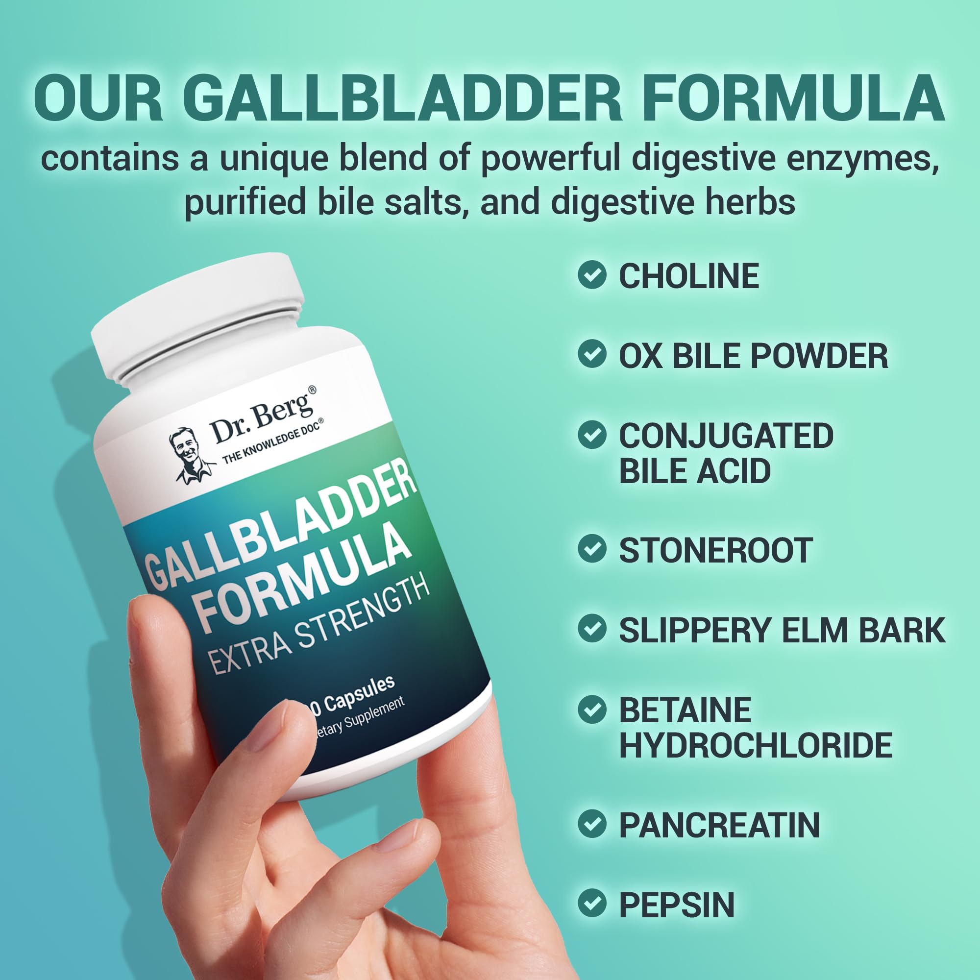Dr. Berg Gallbladder Formula Extra Strength - with Ox Bile Powder and Conjugated Bile Acid - Digestive Enzymes Proprietary Blend - Full 45-Day Supply - 90 Vegetable Capsules Dr. Berg Nutritionals Au supplements