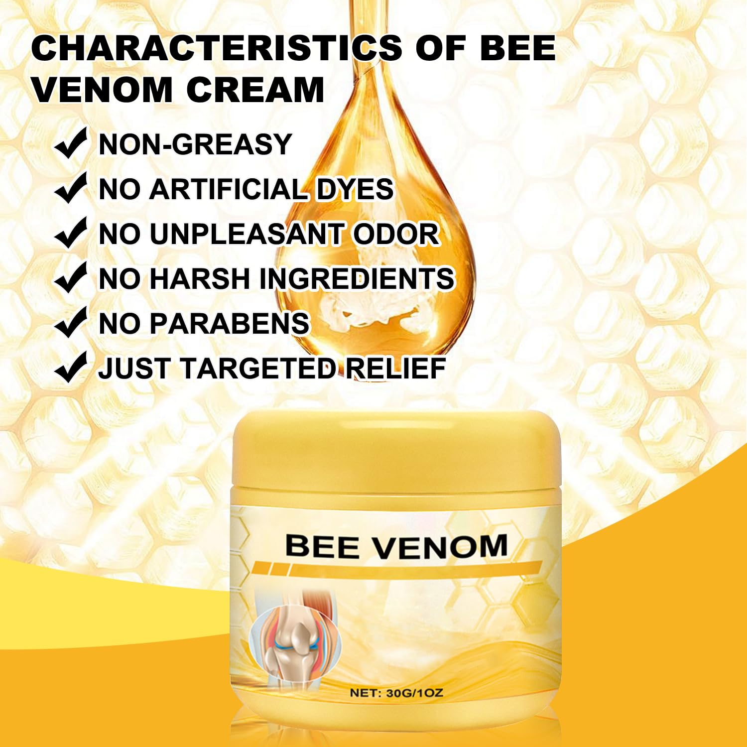 Botou 2PCS New Bee Venom Professional Joint Cream, for Neck, Waist, Back, Hands, Feet and Legs Advanced Bee Propolis Joint Cream, yellow Botou Au supplements