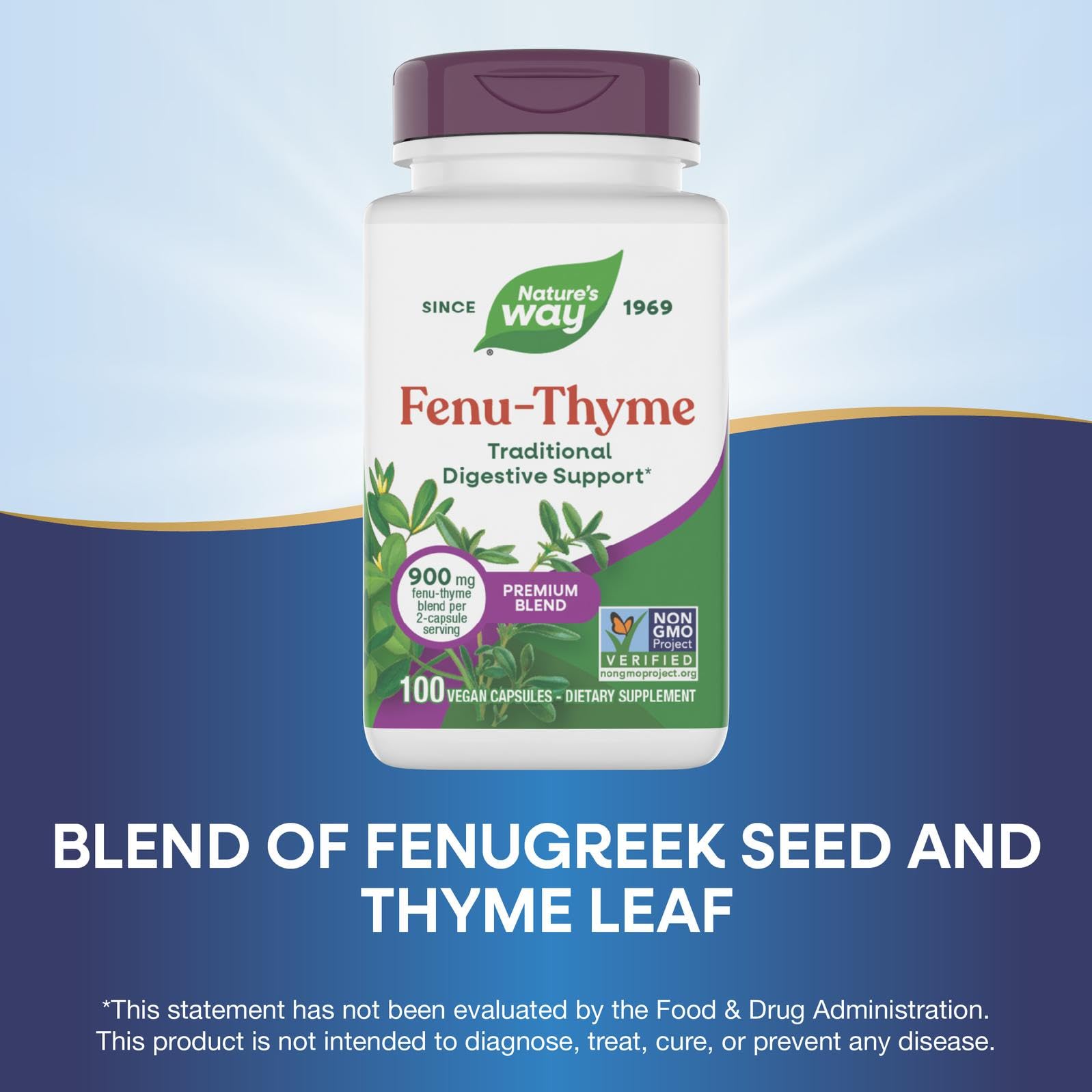 Nature's Way Fenu-Thyme - Traditional Digestive Support Blend* - 900 mg of Thyme & Fenugreek per 2-Capsule Serving - Non-GMO Project Verified & Dairy Free - 100 Vegan Capsules Nature's Way Au supplements
