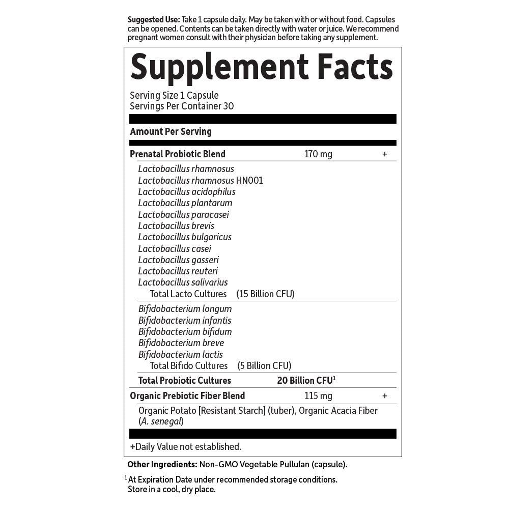Garden of Life Dr. Formulated Probiotics Once Daily Prenatal - Acidophilus and Bifidobacteria Probiotic Support for Mom and Baby – Shelf Stable - Gluten, Dairy, and Soy-Free - 30 Vegetarian Capsules Garden of Life Au supplements