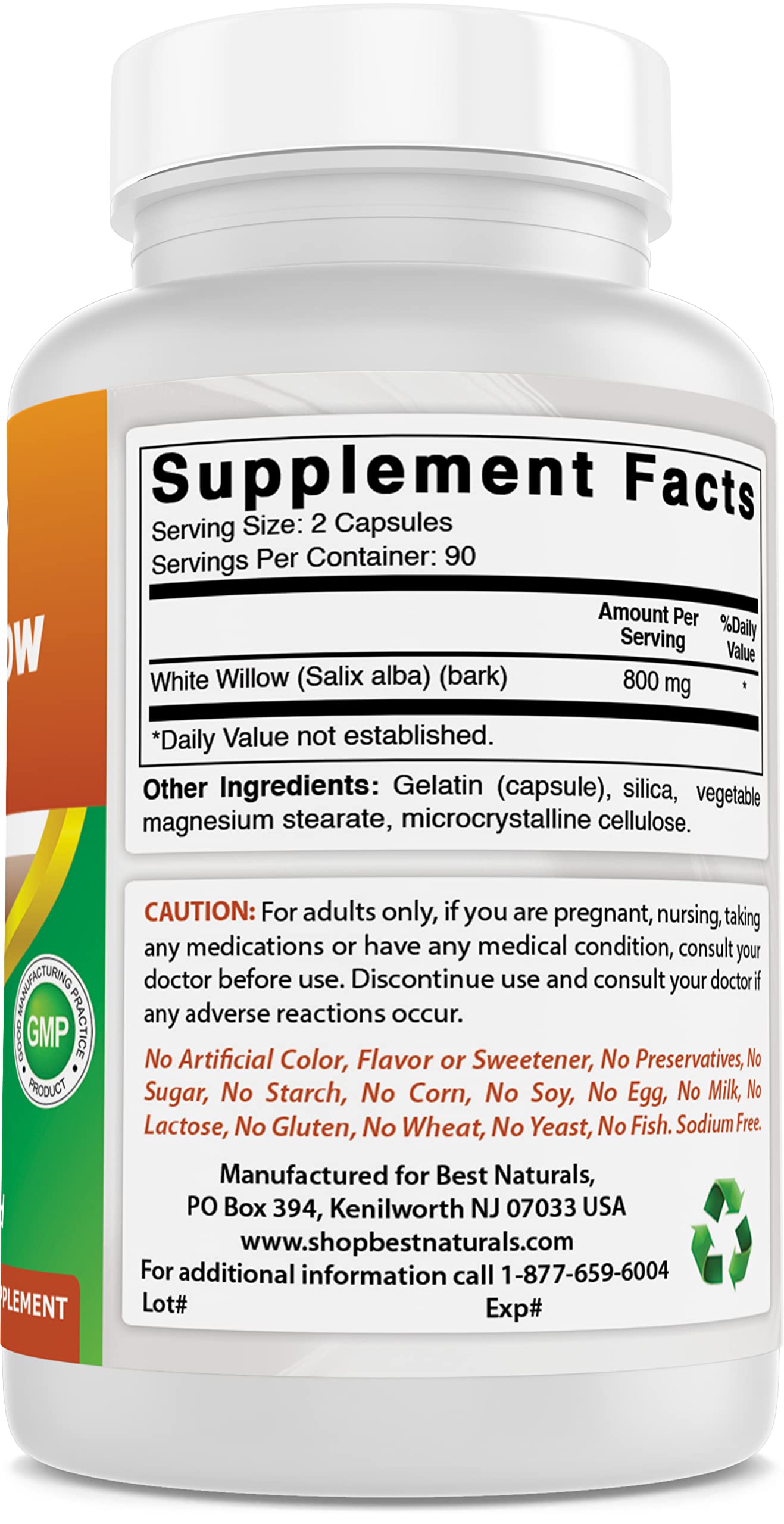 Best Naturals White Willow Bark 400 mg 180 Capsules (180 Count (Pack of 3)) Best Naturals Au supplements