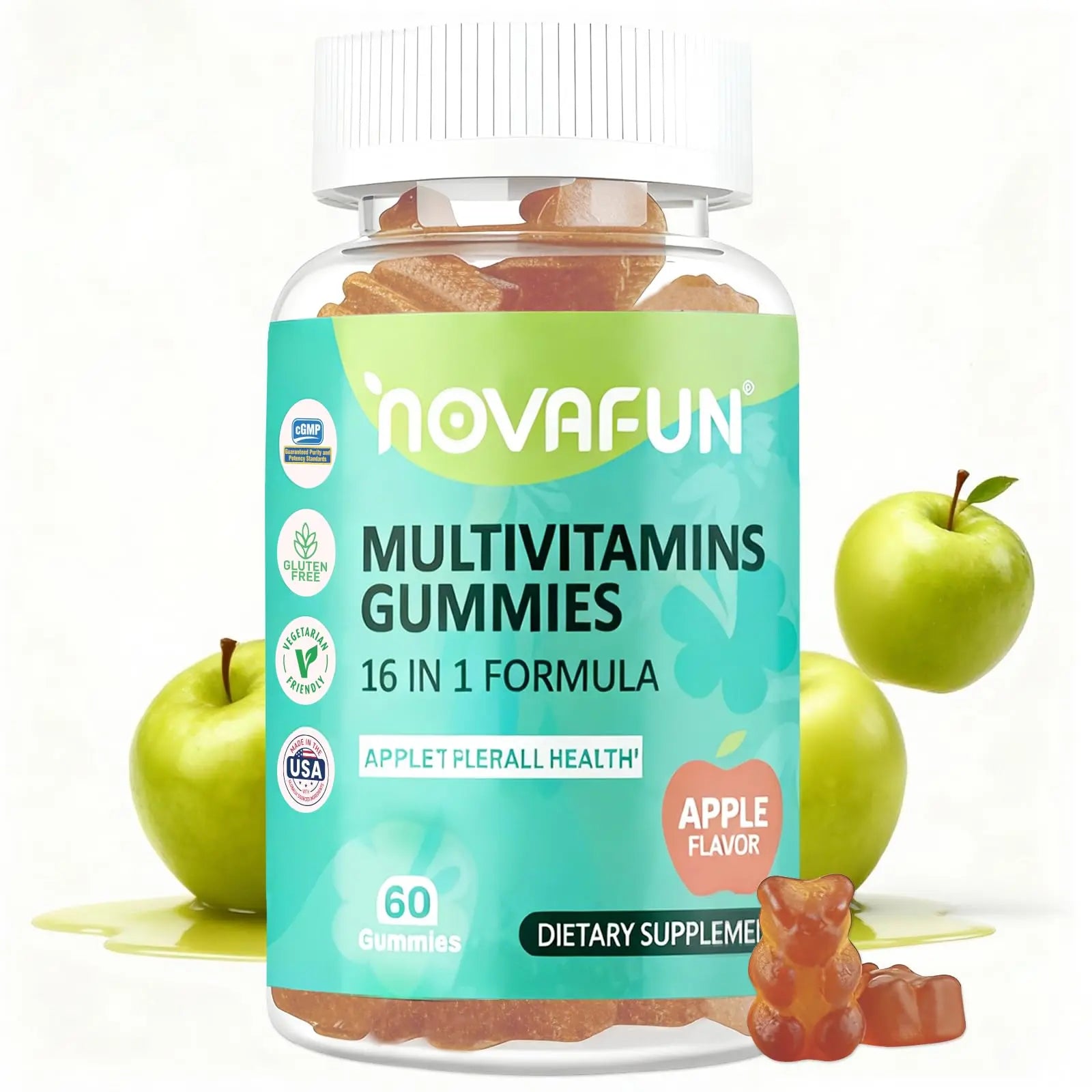 Novafun Multivitamin Gummies,16-in-1 Multi Vitamin Supplements for Women, Men & Kids, Essential Vitamins & Minerals Novafun Au supplements