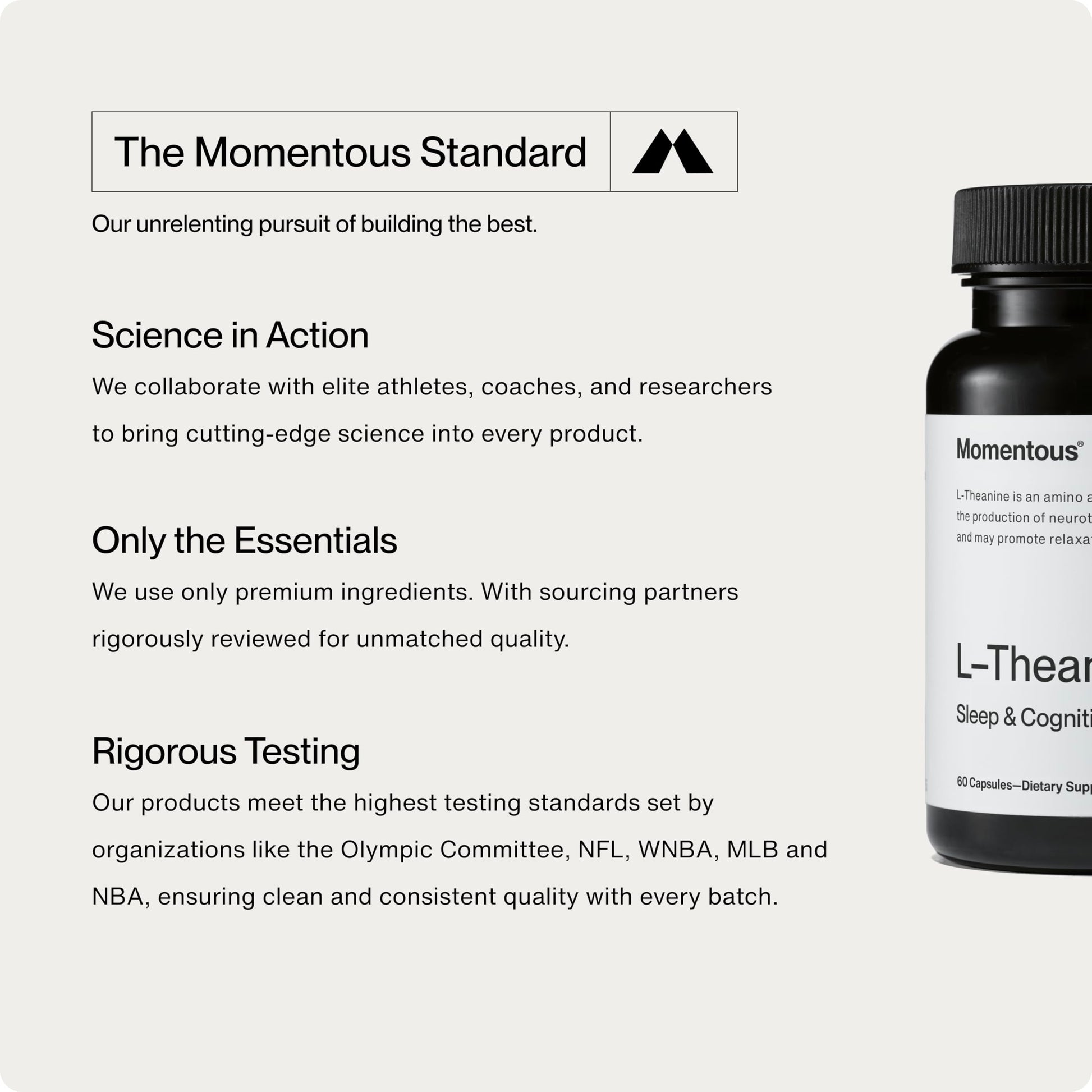 Momentous L-Theanine Supplement - 200 mg Capsules to Promote Relaxation & Focus - NSF Certified for Sport - GMO- & Gluten-Free - 60 Servings Momentous Au supplements
