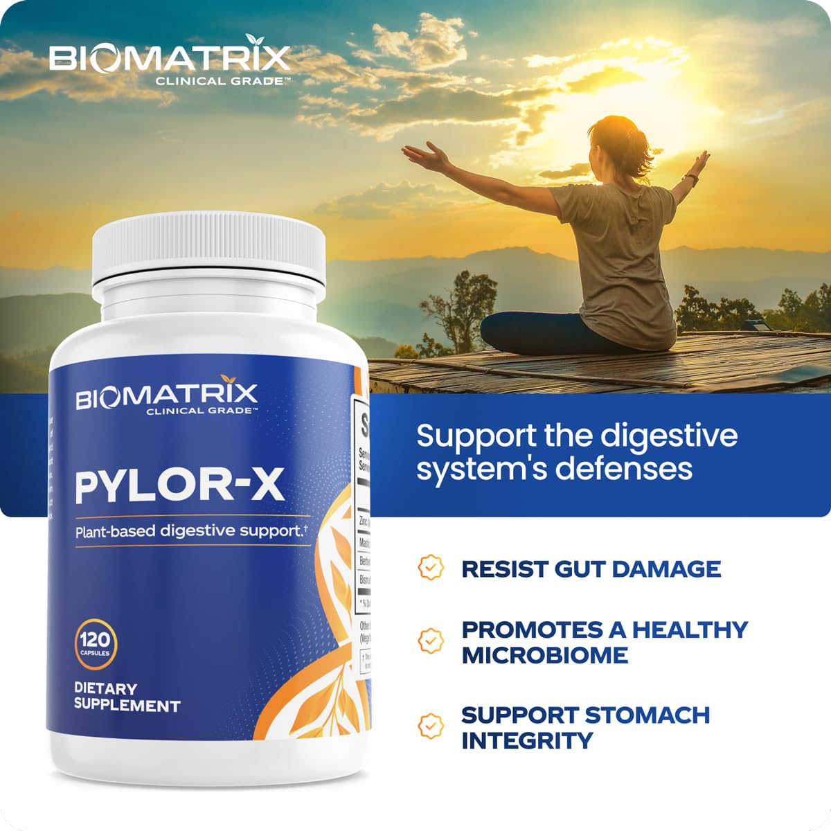 BioMatrix Pylor-X Gut Health Supplement – Mastic Gum, Berberine, Zinc Carnosine & Bismuth Salts for Gastric Support, Digestive Comfort, Stomach Lining Protection - (120 Capsules) 30-60 Day Supply BioMatrix Au supplements