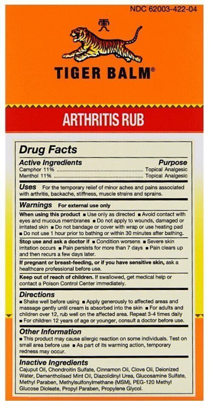Tiger Balm Balm Arthritis Rub Tiger Balm Au supplements