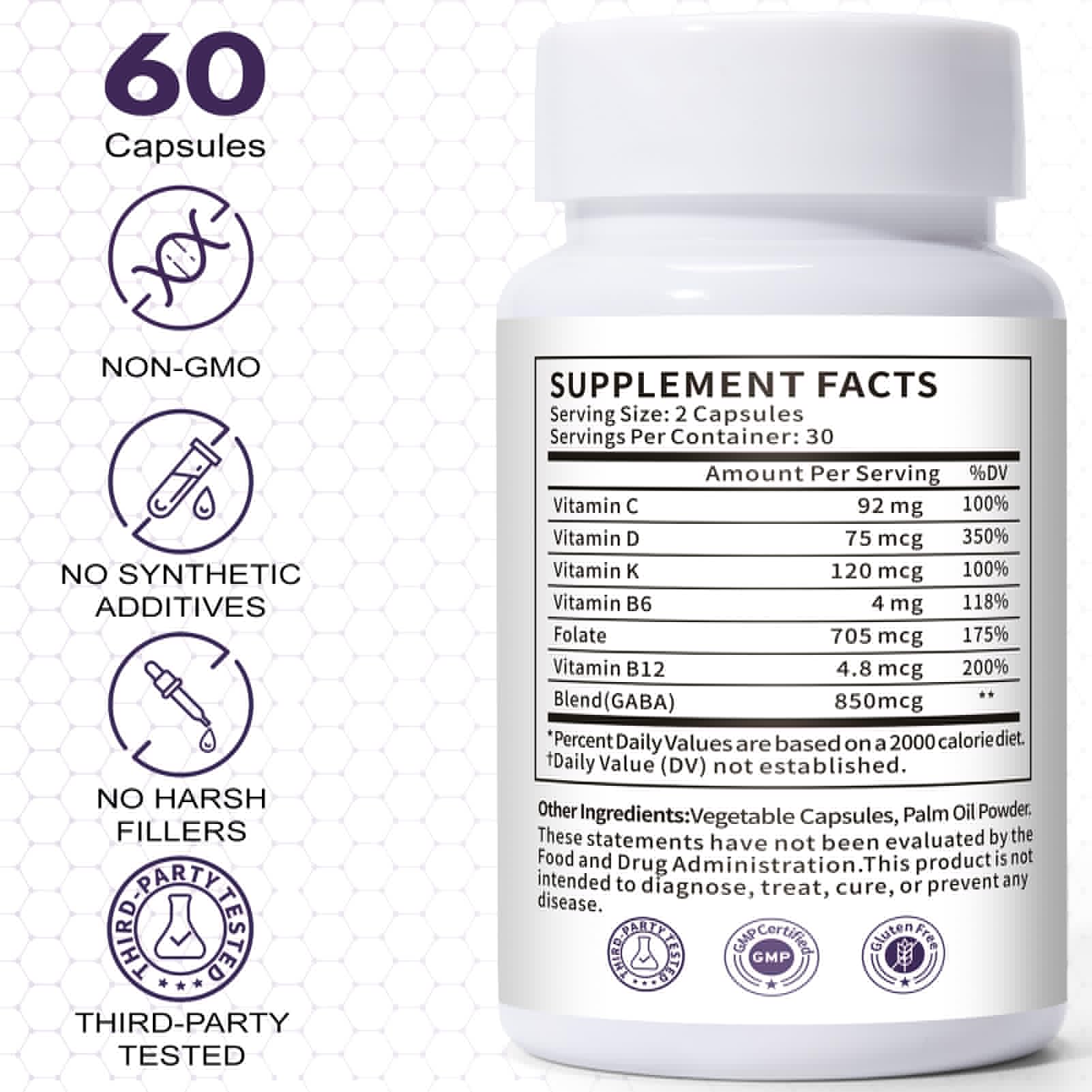 Euphea Carpal Tunnel Relief & Wrist Support Supplement, Helps Ease Tingling & Numbness,Vitamins B6, B12, C, D, K + GABA,60 Capsules Euphea Au supplements