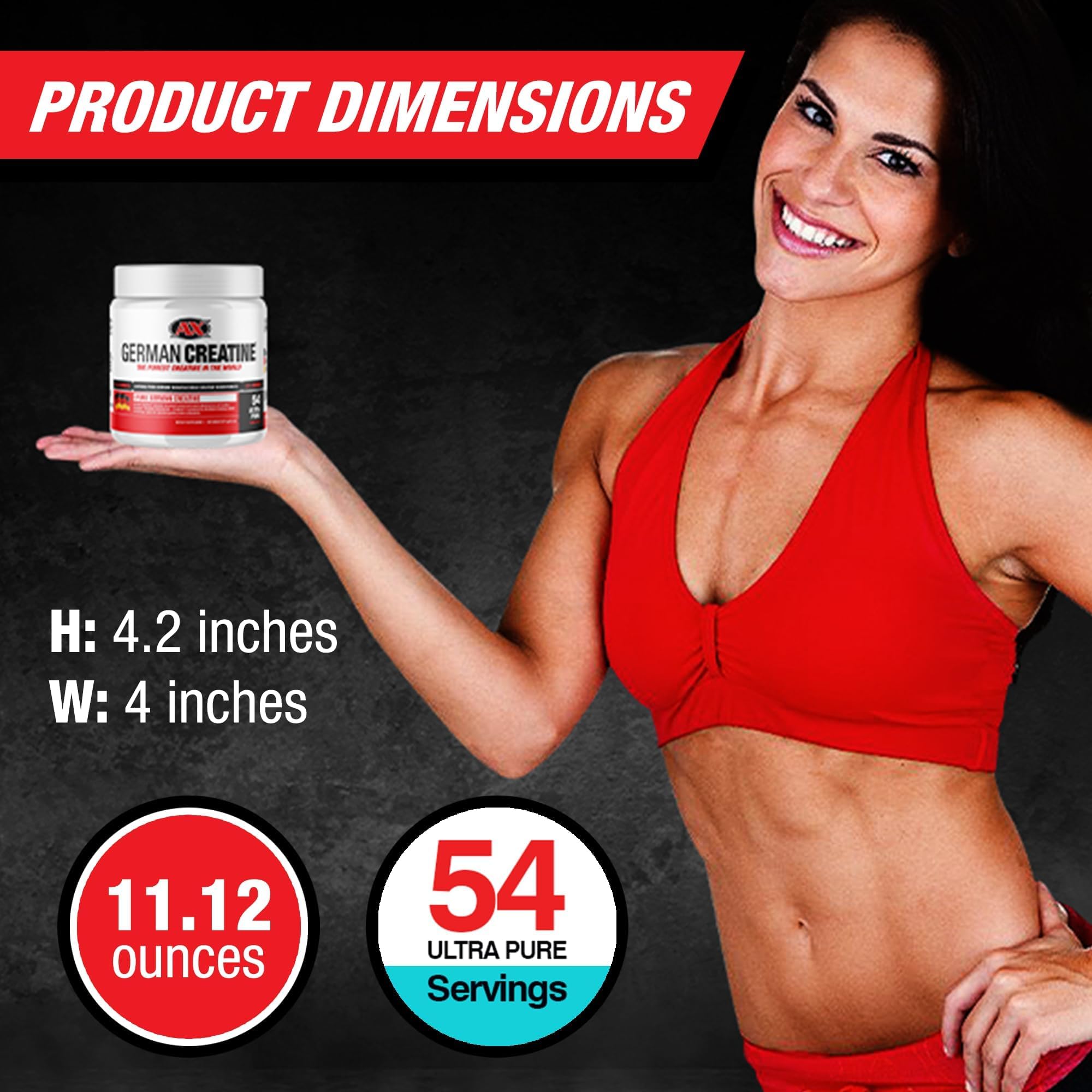 German Creatine - Micronized Creatine Monohydrate Powder, 99.99% Pure Creapure for Muscle Growth, Strength & Performance, Supports Muscle Recovery, 3rd Party Tested, Unflavored - 270g (54 Servings) German Creatine Au supplements