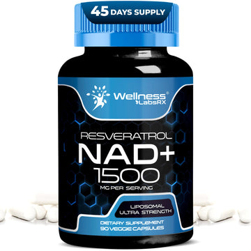 WELLNESS LABSRX Liposomal NAD Supplement, 1500mg - USA Made, NAD Resveratrol Supplement for Women and Men, NAD+ Support Cellular Health, Energy & Anti Aging - 90 Count WELLNESS LABSRX Au supplements