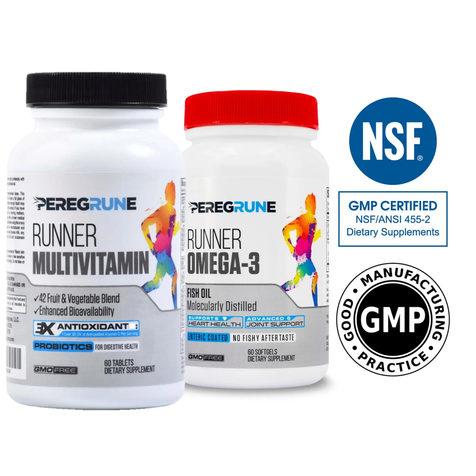 PEREGRUNE Runner Multivitamin & Omega 3 Bundle (1 Month Supply) | Antioxidants for Health & Recovery | Vitamin B Complex for Endurance, Energy, VO2 Max | Joints & Heart: 1,000mg Fish Oil PEREGRUNE Au supplements
