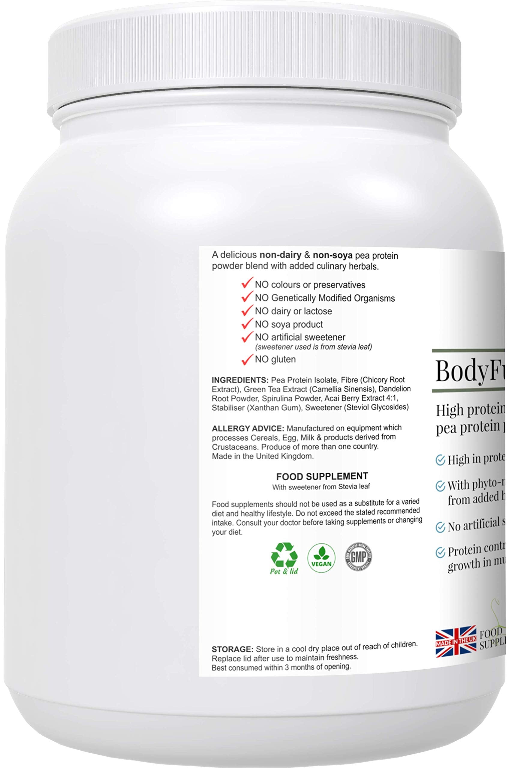 Complementary Supplements - BodyFuel Hypoallergenic Pea Protein Isolate Powder Plus Phytonutrients Complementary Supplements Au supplements