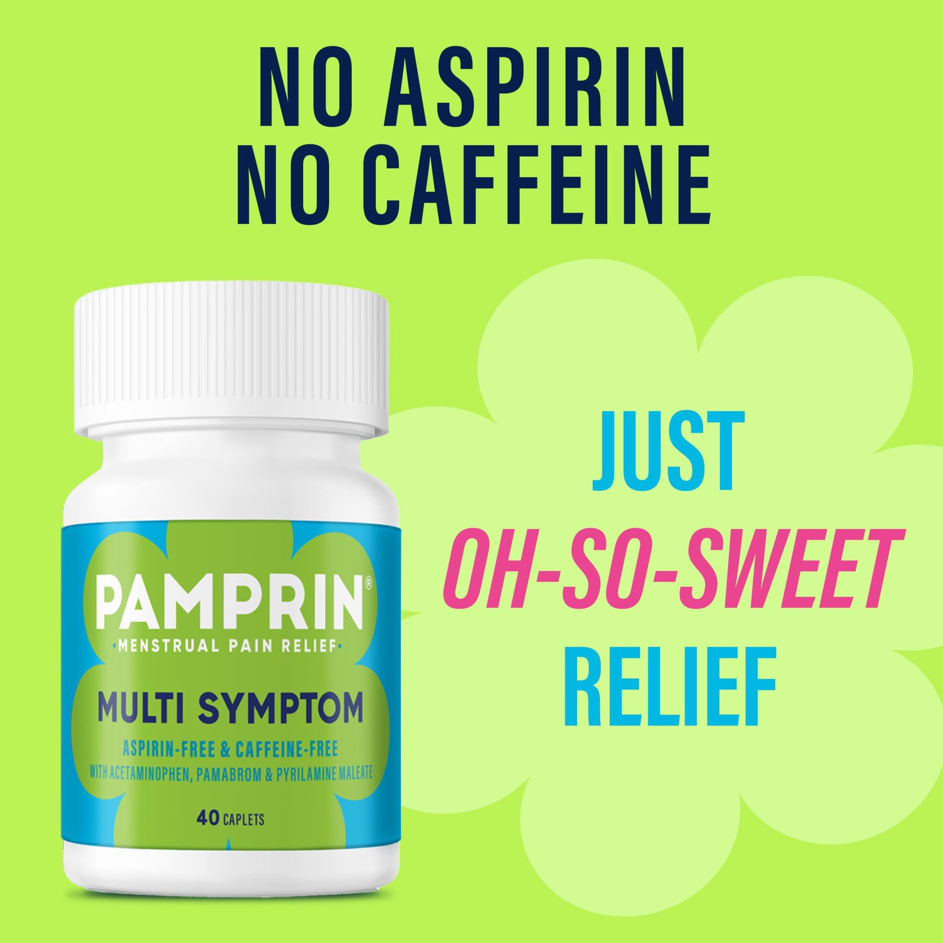 Pamprin Multi-Symptom Formula, with Acetaminophen, Menstrual Period Symptoms Relief including Cramps, Pain, Bloating, and Irritability 40 Caplets Pamprin Au supplements