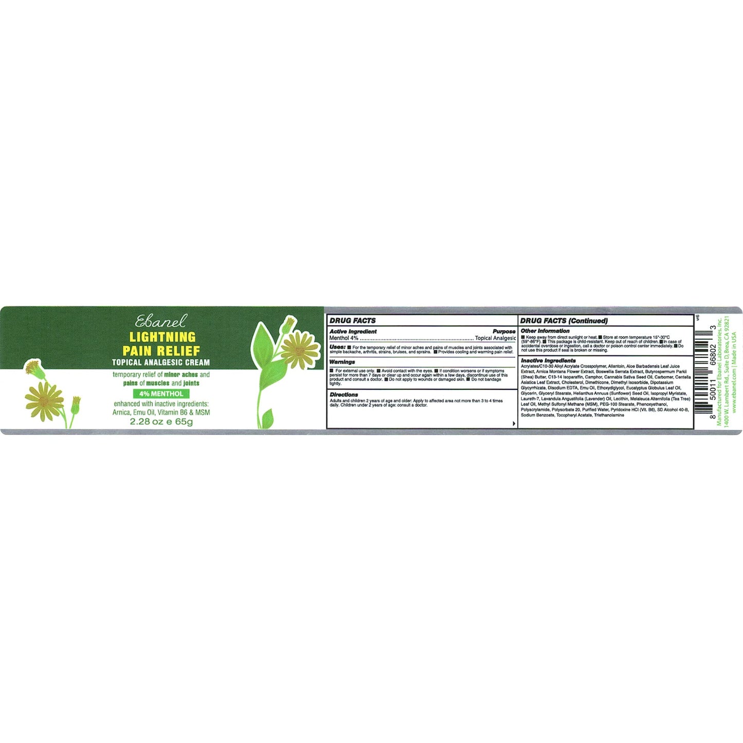 Ebanel Bundle of Pain Relief Cream Arnica Menthol 2 Oz, and Topical Numbing Cream 4 Oz Ebanel buy supplements Au