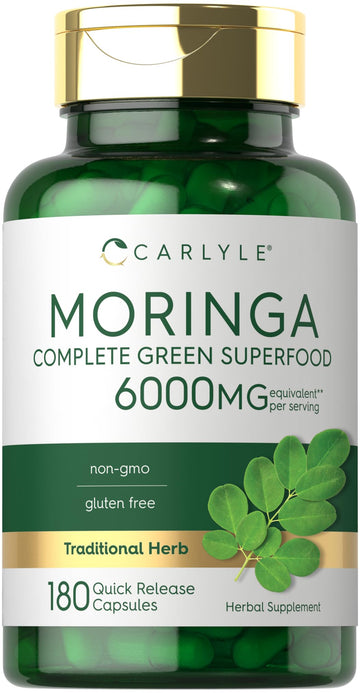 Carlyle Moringa Oleifera Supplement | 180 Capsules | Complete Green Superfood for Women and Men | Non-GMO and Gluten Free | from Moringa Leaf Powder Carlyle Au supplements