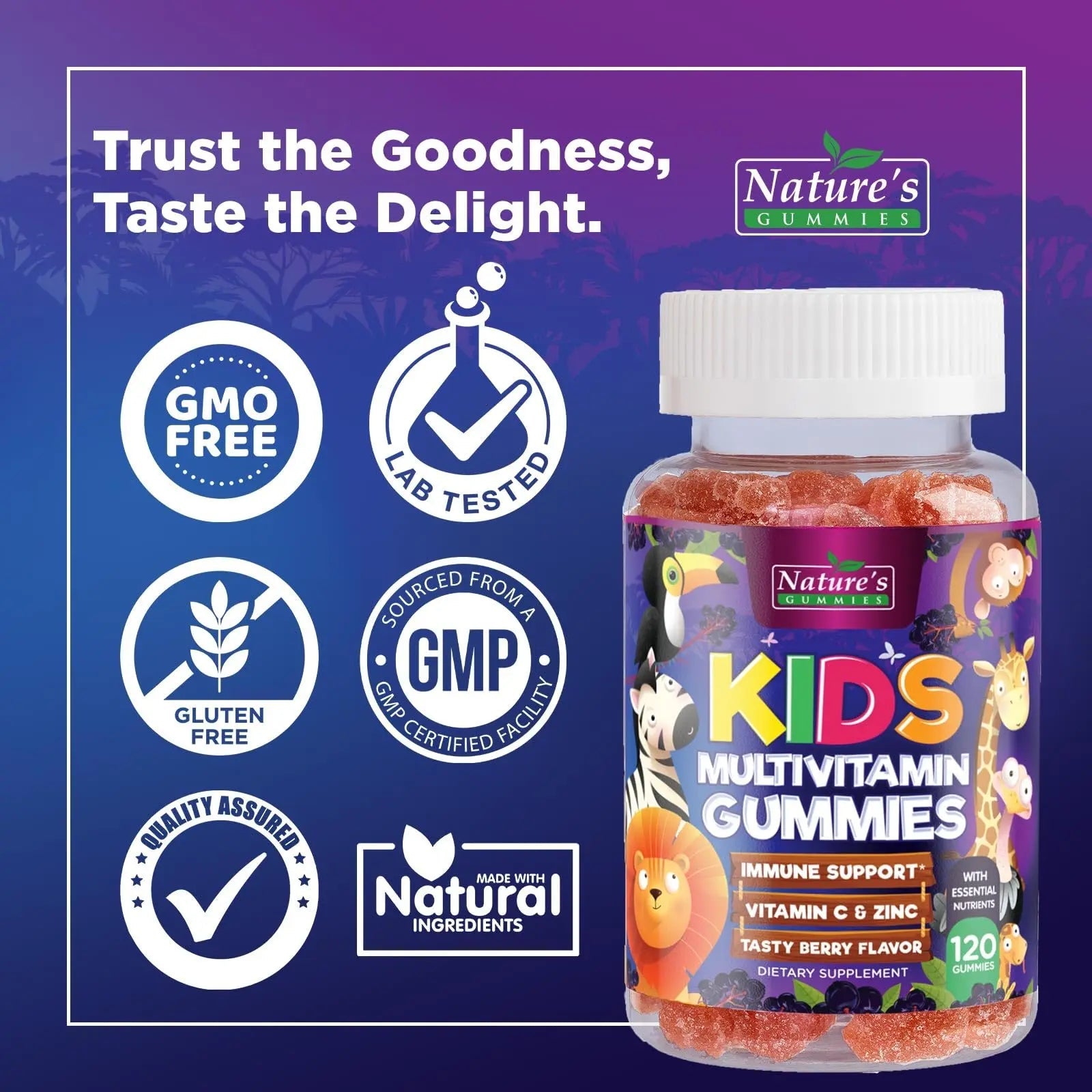Multivitamin for Kids - Complete Daily Children's Multi Vitamin Gummies with Vitamin D, B Vitamins, Zinc & More - Energy, Memory Focus Nature's Nutrition Au supplements
