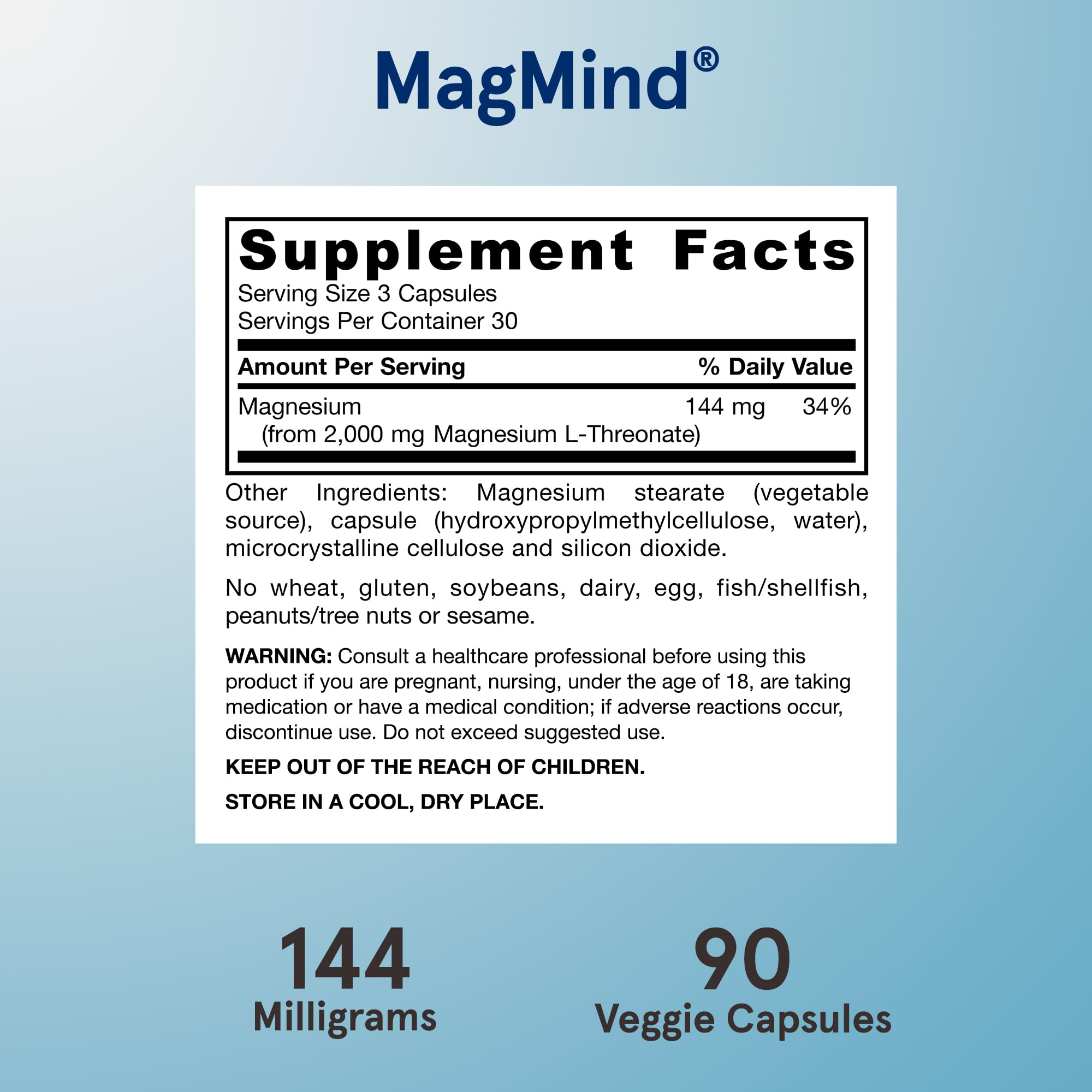 Jarrow Formulas Magnesium L-Threonate, MagMind Magtein Magnesium Supplement, Brain Supplements for Memory Support, 90 Veggie Capsules, Up to a 30 Day Supply Jarrow Formulas Au supplements