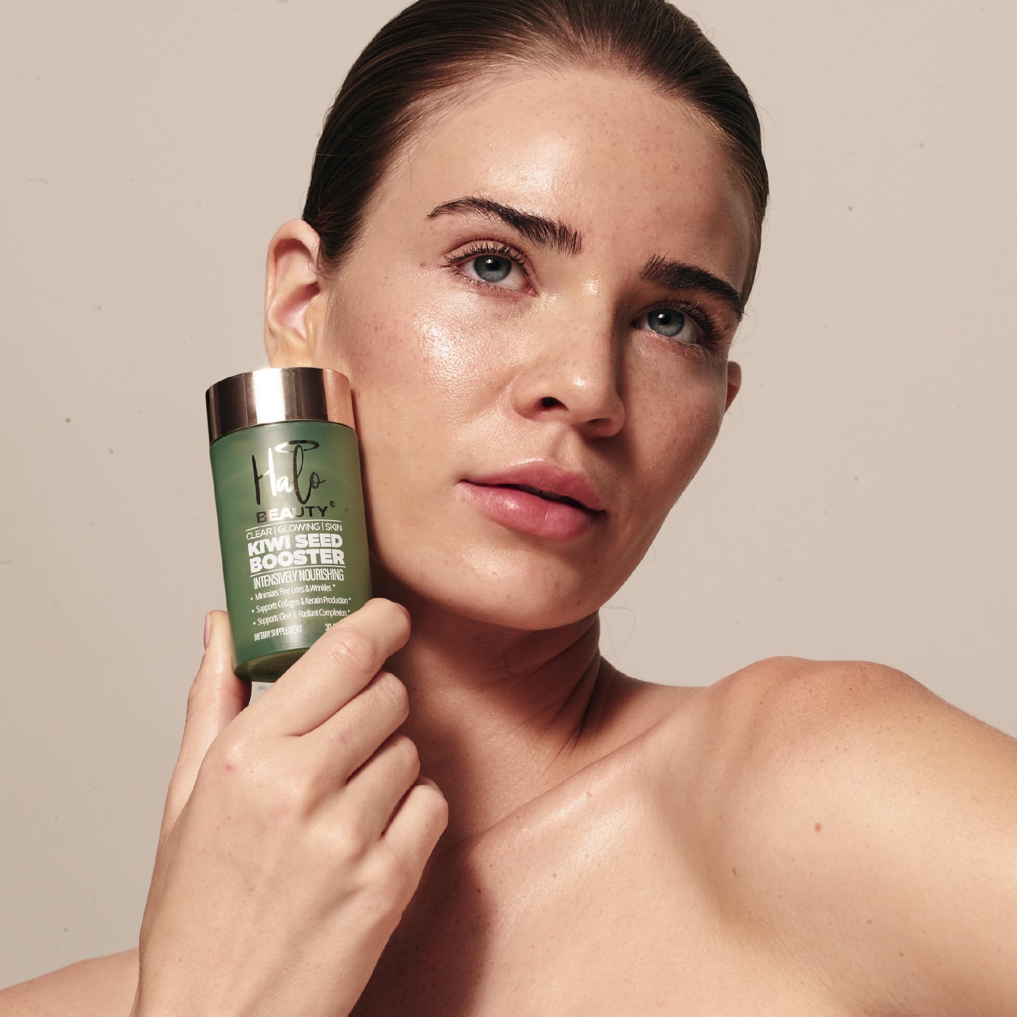 Halo Beauty Kiwi Seed Booster Skin Supplement Refill Pack | Anti-Aging Hydration & Glowing Skin Support with Kiwi Seed, Vitamin C, D3 & Zinc | Vegan Collagen Support Capsules | 1-Month Supply Halo Beauty Au supplements