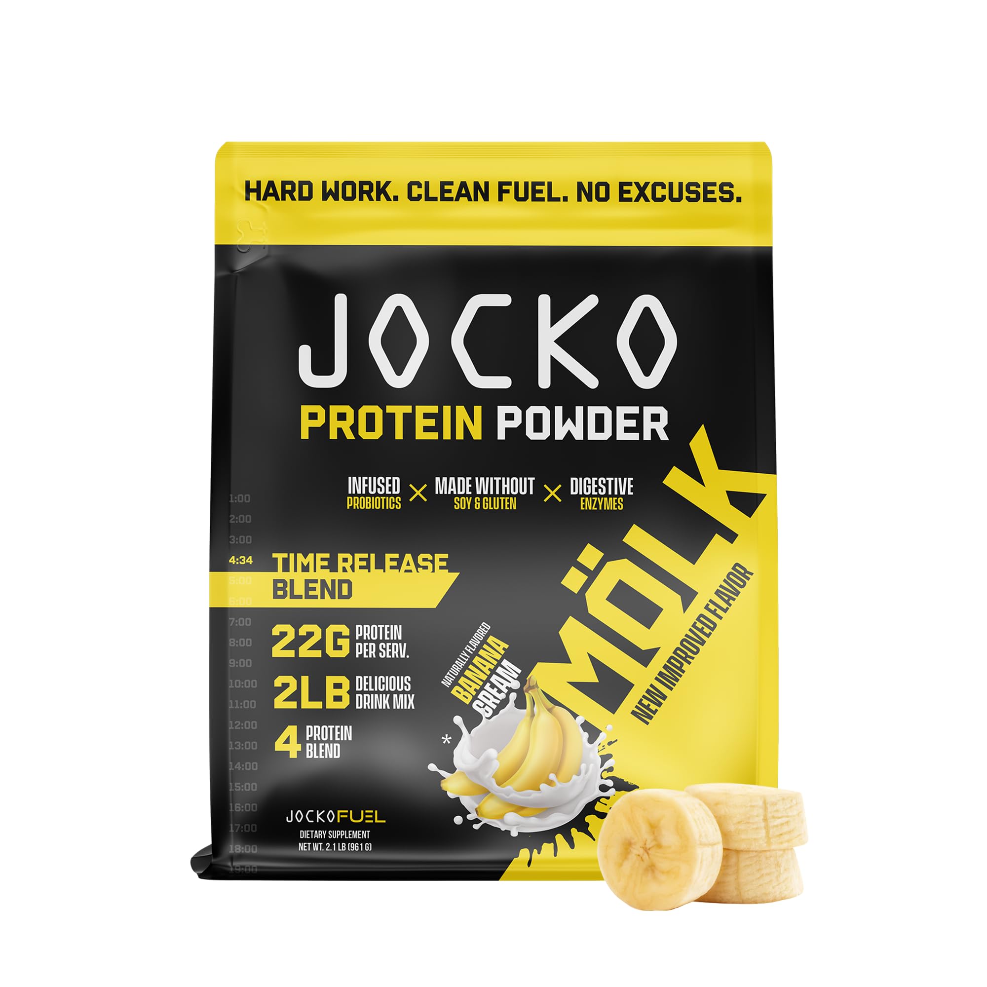 Jocko Mölk Whey Protein Powder (Banana Cream) - Keto, Probiotics, Grass Fed, Digestive Jocko Fuel Au supplements