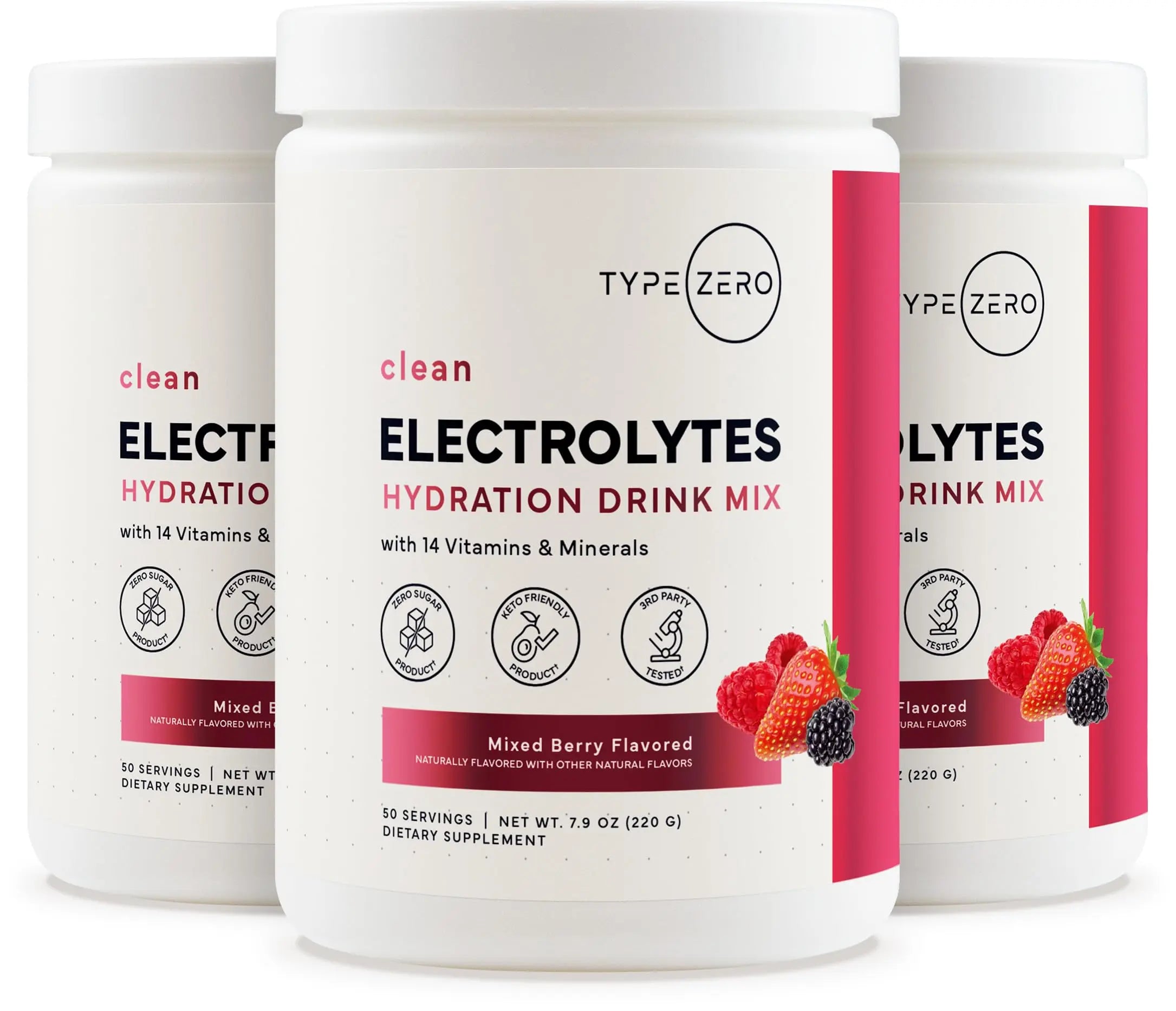 Type Zero Clean Electrolytes Hydration Powder Drink Mix + 14 Essential Vitamins & Minerals - Sugar Free, Zero Artificial Ingredients - Mixed Berry Flavor, 50 Servings Type Zero Au supplements