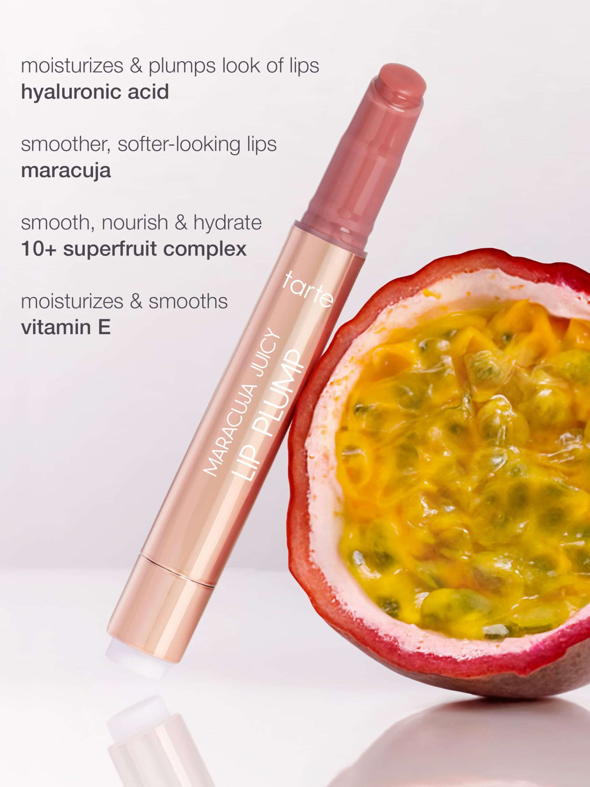 tarte maracuja juicy lip plump – Hydrating & Volumizing Lip Plumper Gloss Balm with Nourishing Hyaluronic Acid, Plumps & Moisturizes, Vegan & Cruelty-Free, full size, cherry blossom tarte Au supplements