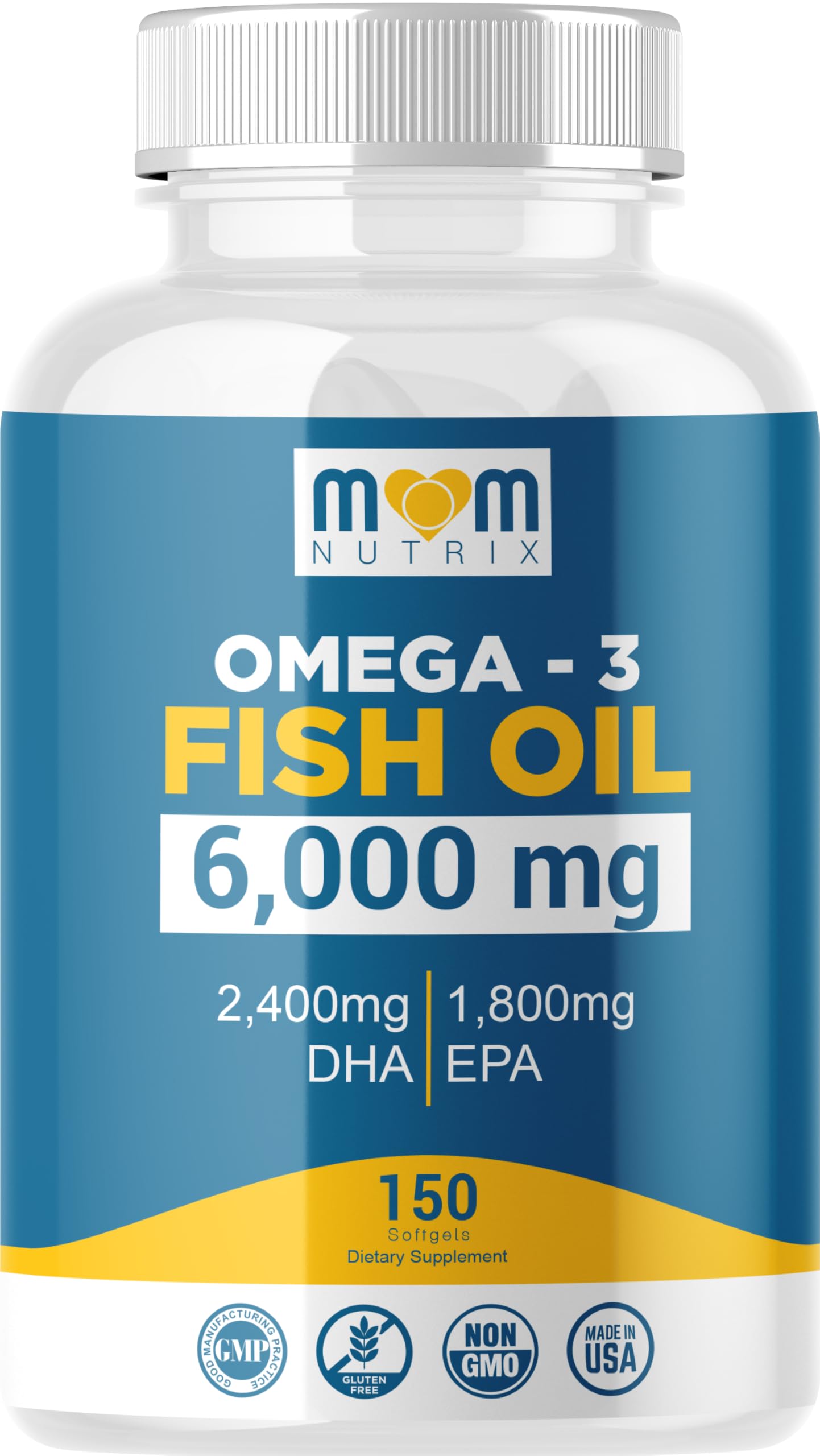 Omega 3 Fish Oil with Maximum EPA DHA - Supports Brain, Liver, Heart & Immunity - Made in The USA - 150 Softgels MOM NUTRIX Au supplements