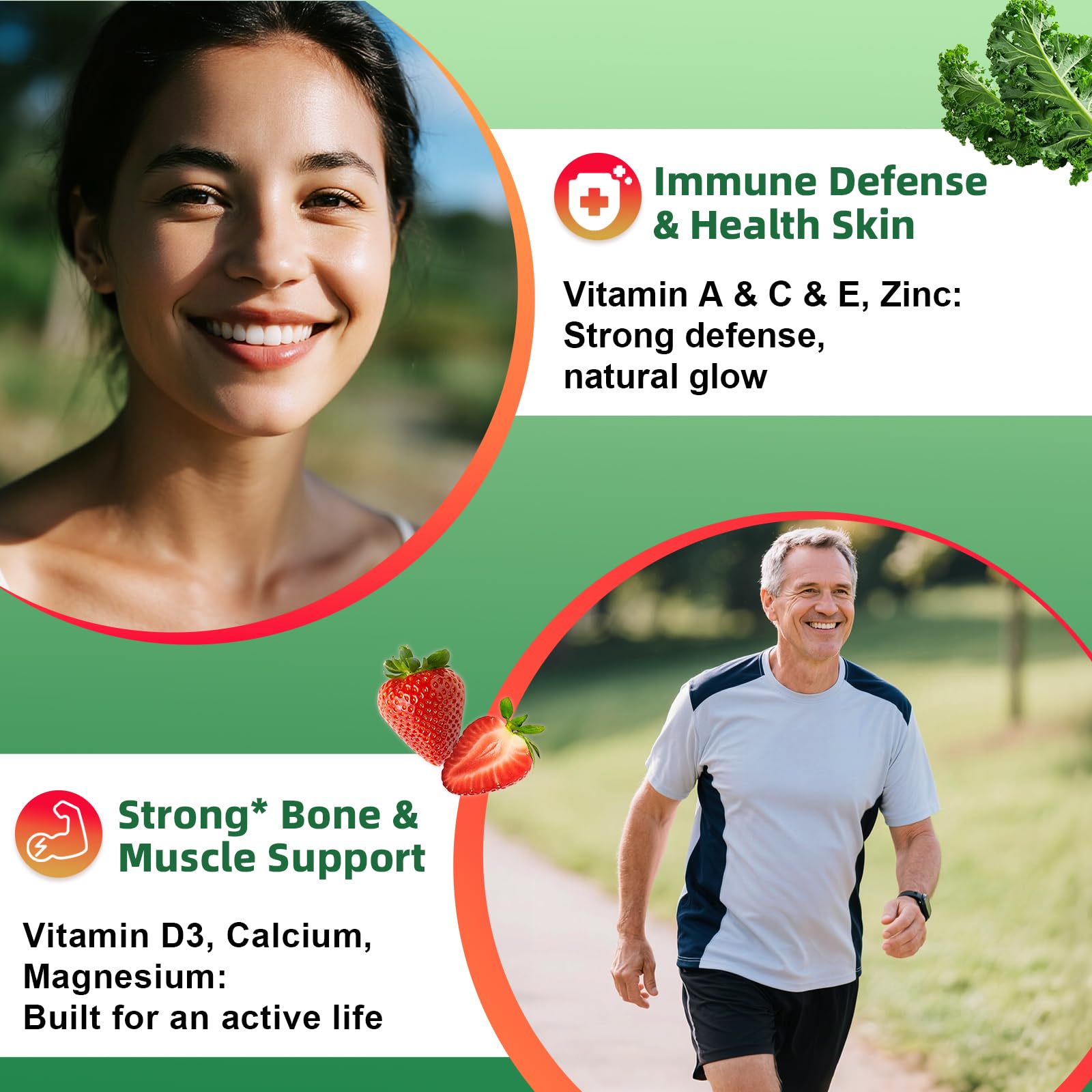 Sugar-Free Fruits & Veggies Gummies, Super Greens with 23 Fruits & 25 Veggies, Multivitamin Minerals & Fiber, Vegan Fruit & Vegetable Supplement for Adults, 120 Gummies, 2 Month Supply Alliwise Au supplements