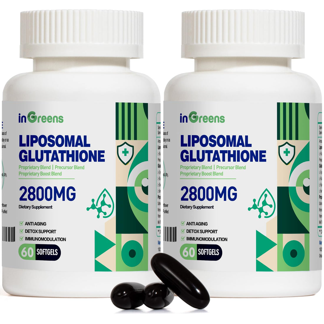 inGreens 2800 MG Liposomal Glutathione Supplement, Detoxifying & Immune, Aging Defense, Energy, Glutathione Unique Formulation Reduced inGreens uk supplements