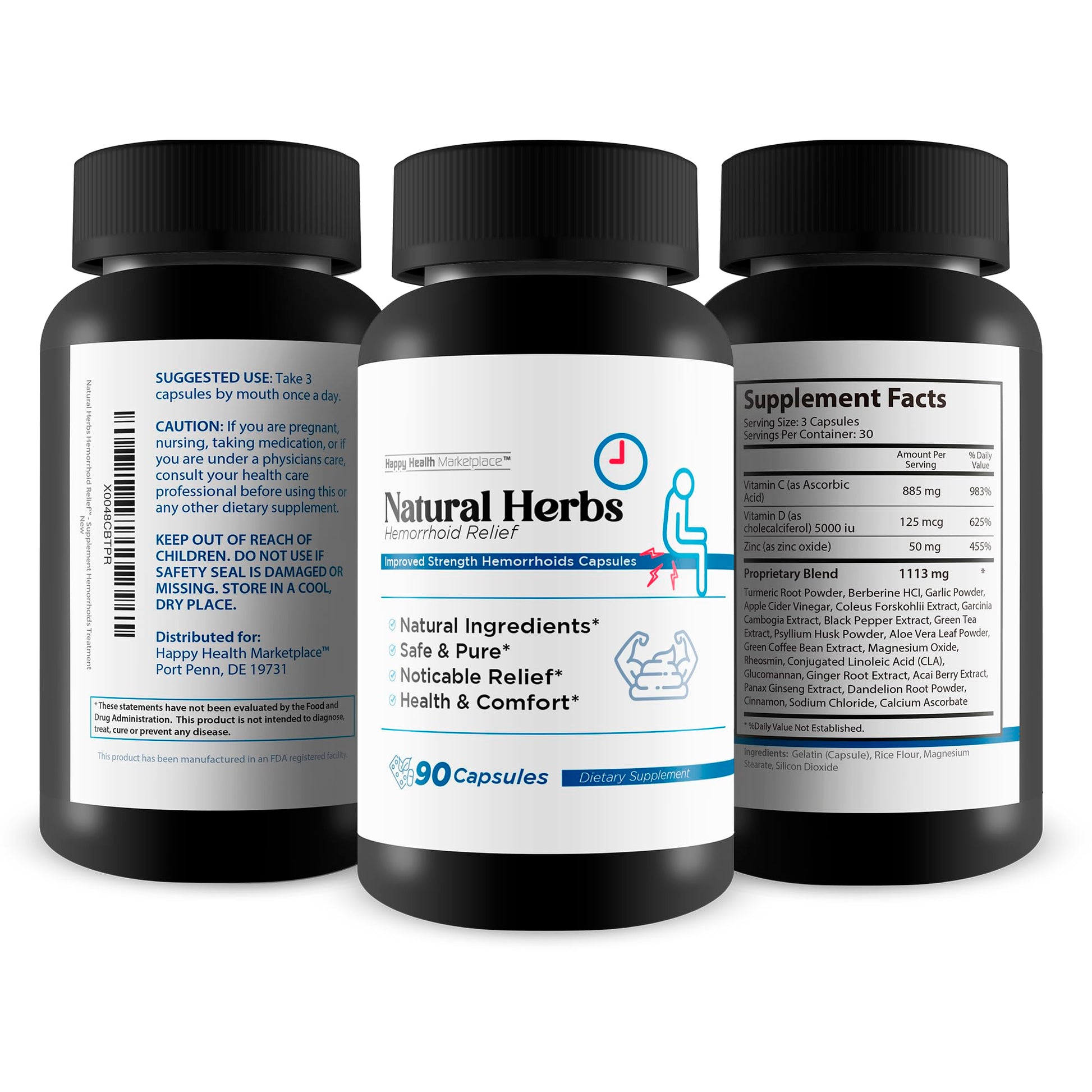 Natural Herbs Hemorrhoids Capsules - Our Best Hemorrhoid Relief Supplement - Premium Natural Herbs Strength Hemorrhoids Capsules - Hemorrhoids Natural Herbs Hemorrhoid Treatment Hemorrhoids Treatment Happy Health Marketplace Au supplements