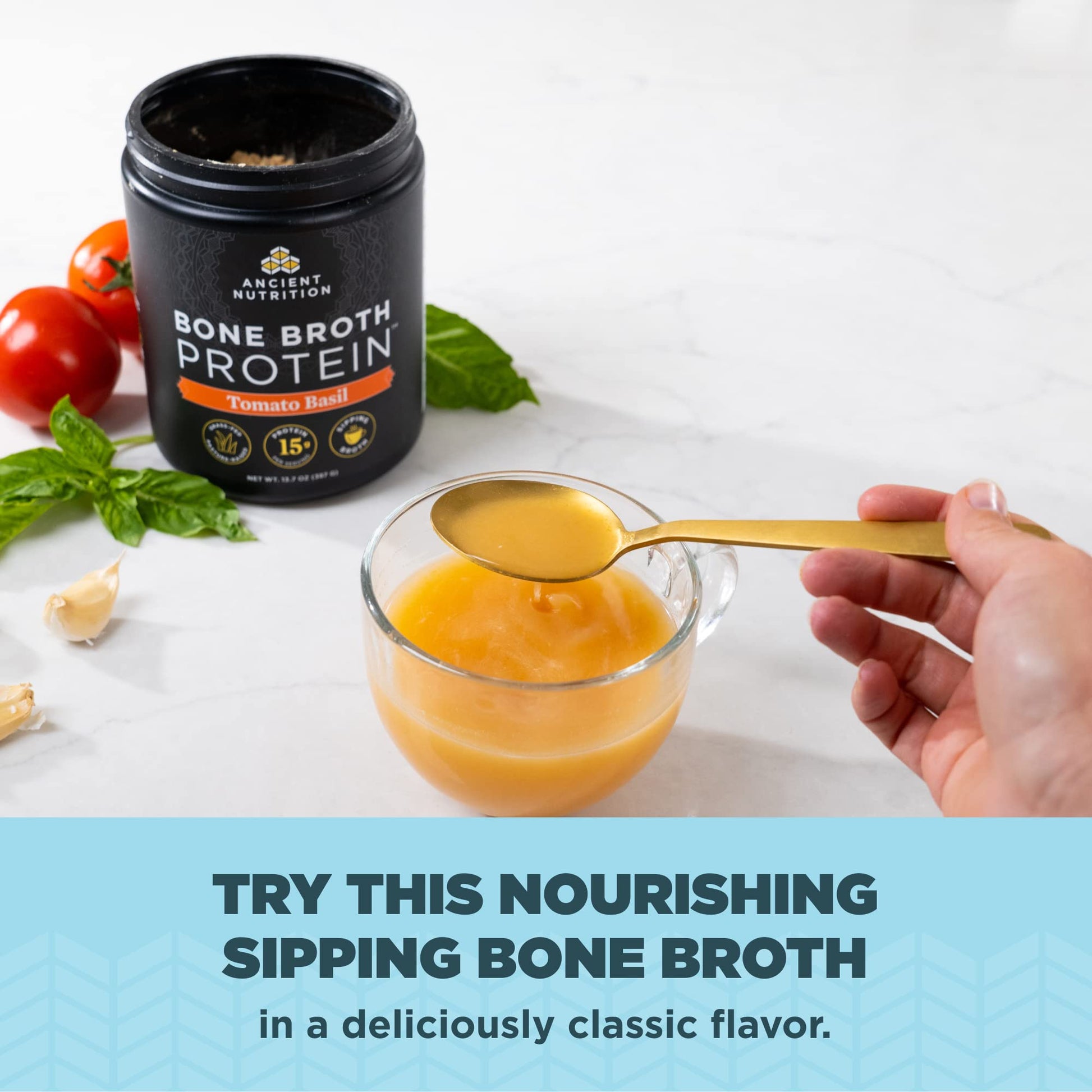 Ancient Nutrition Bone Broth Protein Powder, Tomato Basil, Grass-Fed Chicken and Beef Ancient Nutrition Au supplements